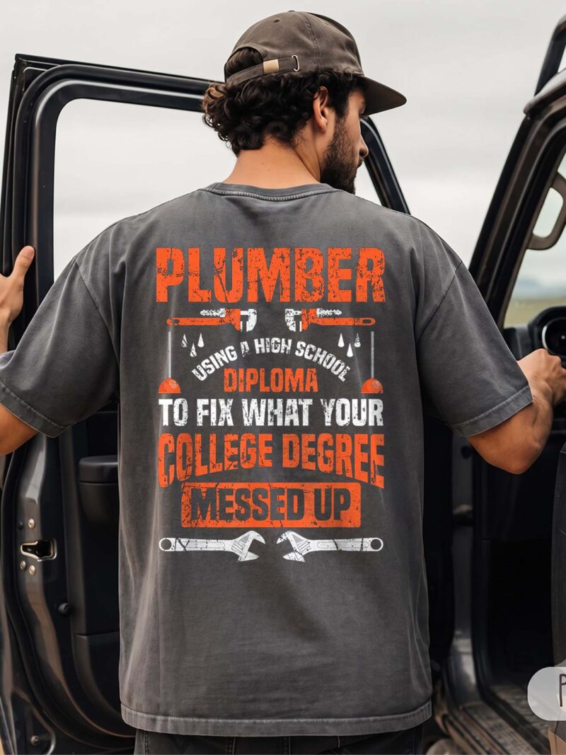 Funny Plumber High School Diploma Hoodie Blue Collar Gift