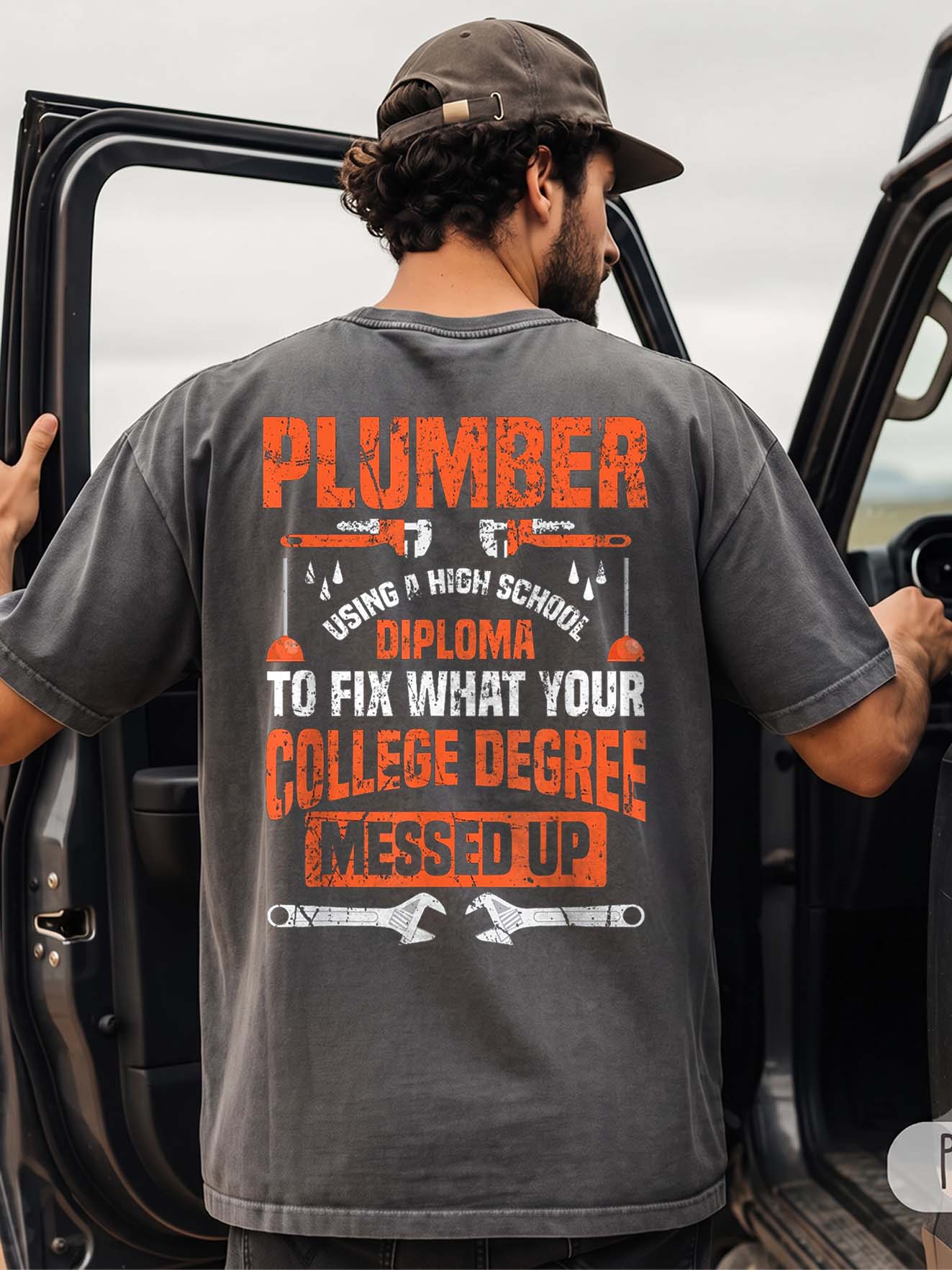 Funny Plumber High School Diploma Hoodie Blue Collar Gift