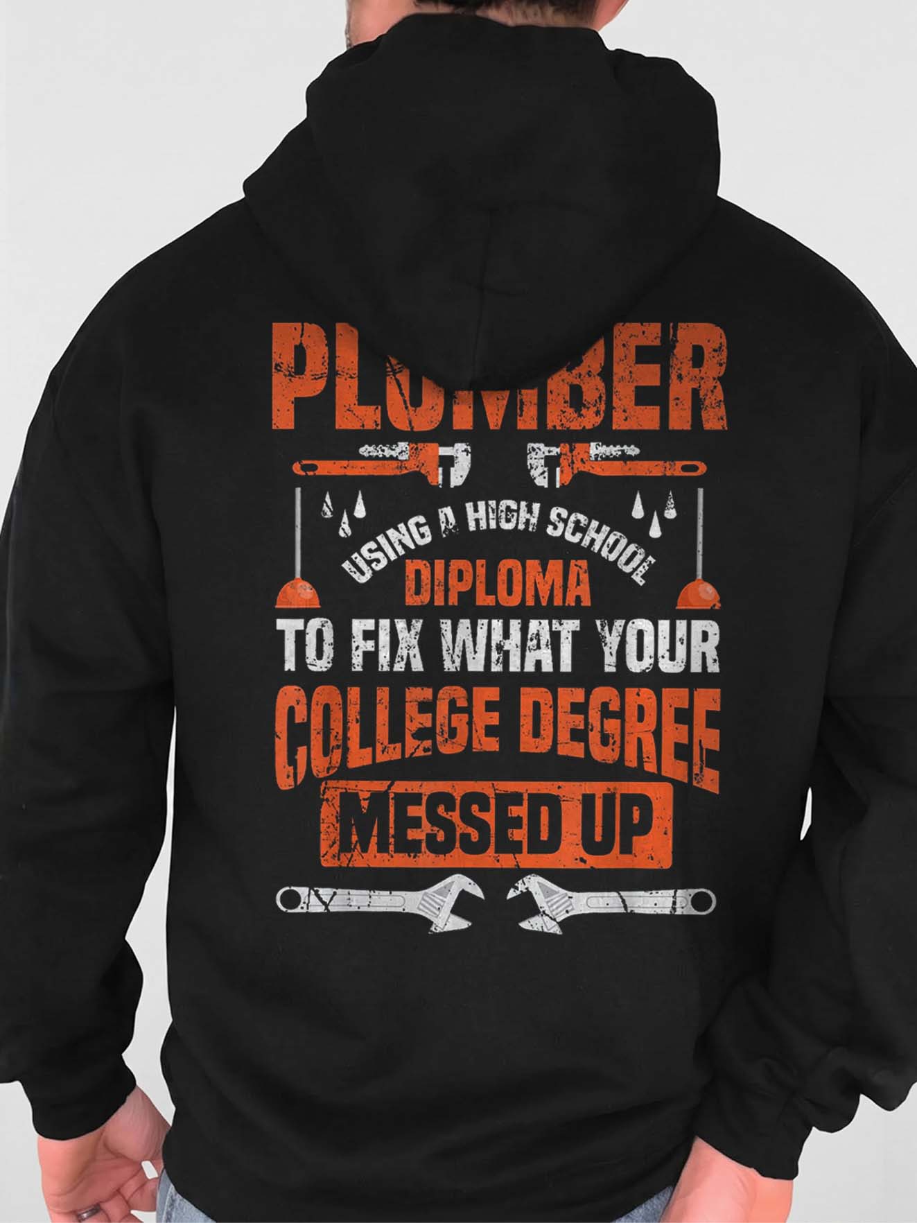 Funny Plumber High School Diploma Hoodie Blue Collar Gift