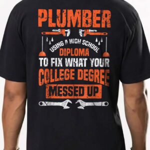 Funny Plumber High School Diploma Hoodie Blue Collar Gift