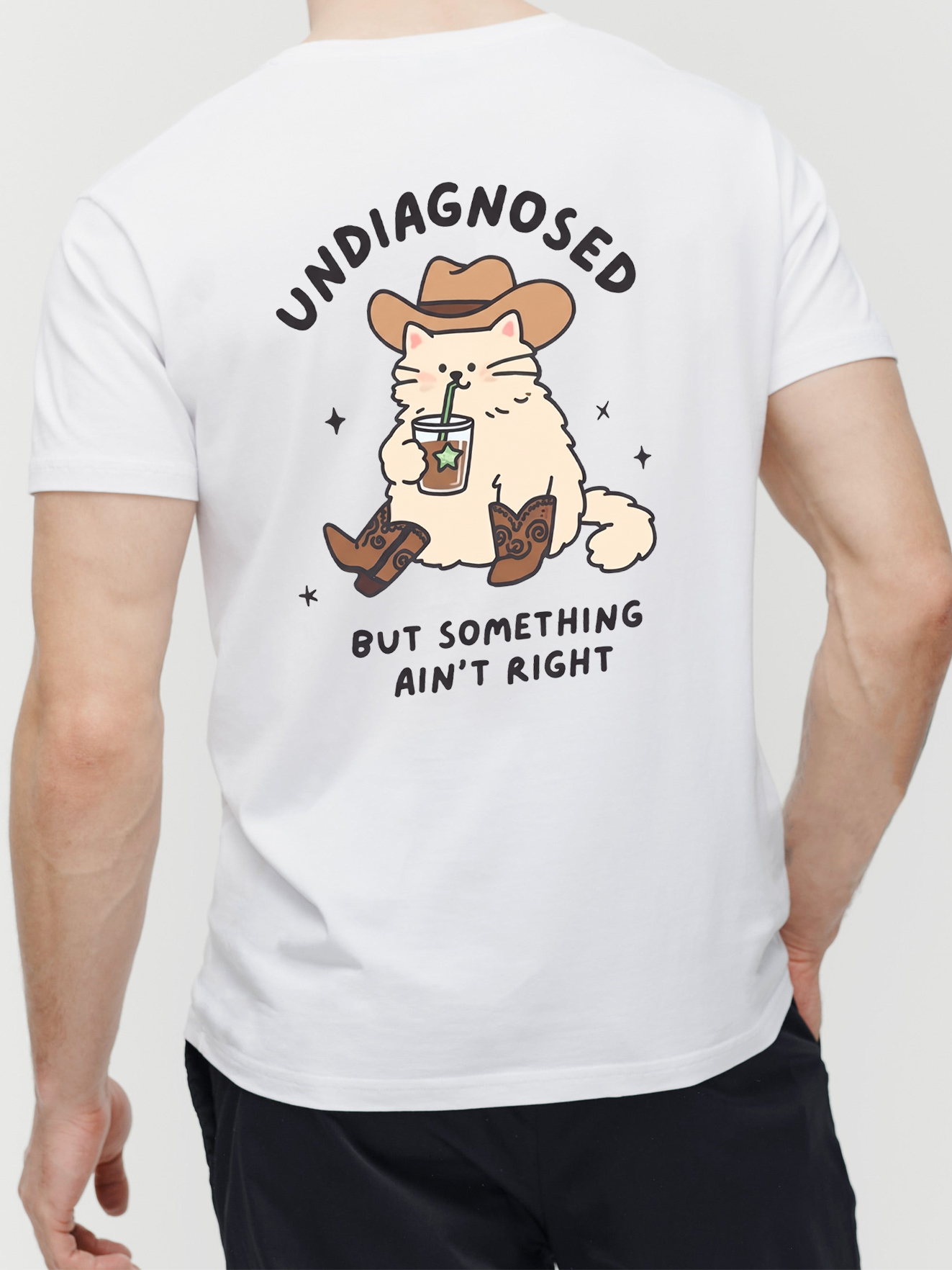 Undiagnosed But Something Ain't Right Funny Cat Cowboy T-Shirt