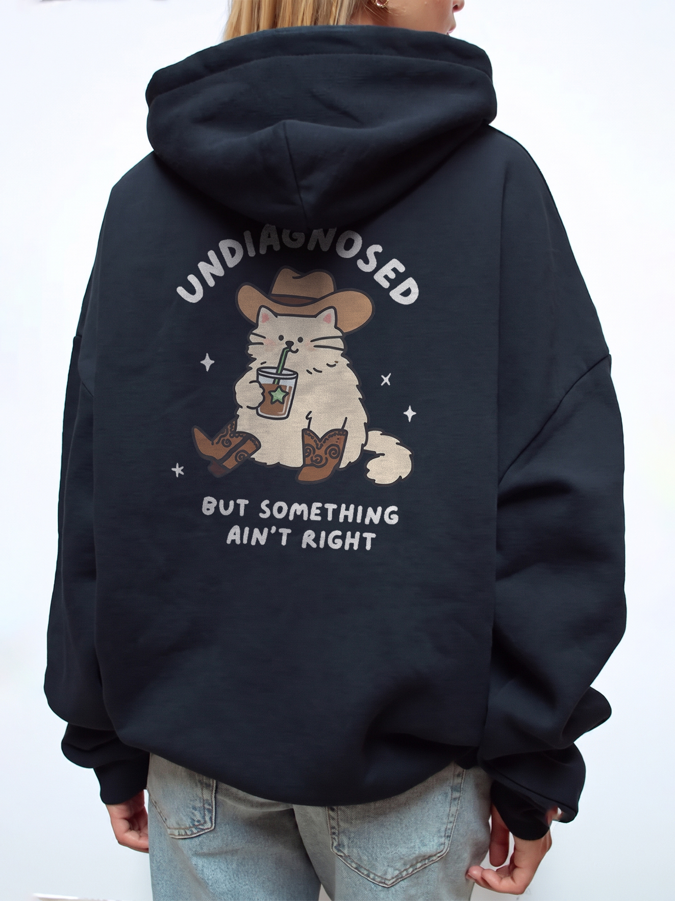 Undiagnosed But Something Ain't Right Funny Cat Cowboy T-Shirt