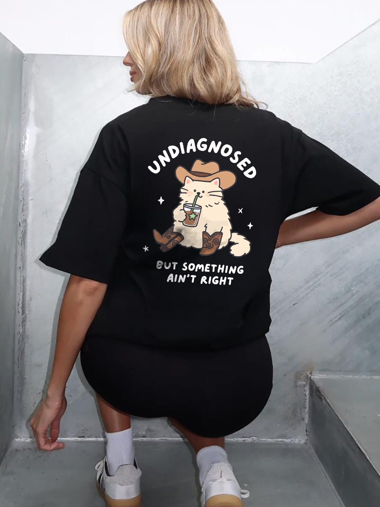 Undiagnosed But Something Ain't Right Funny Cat Cowboy T-Shirt