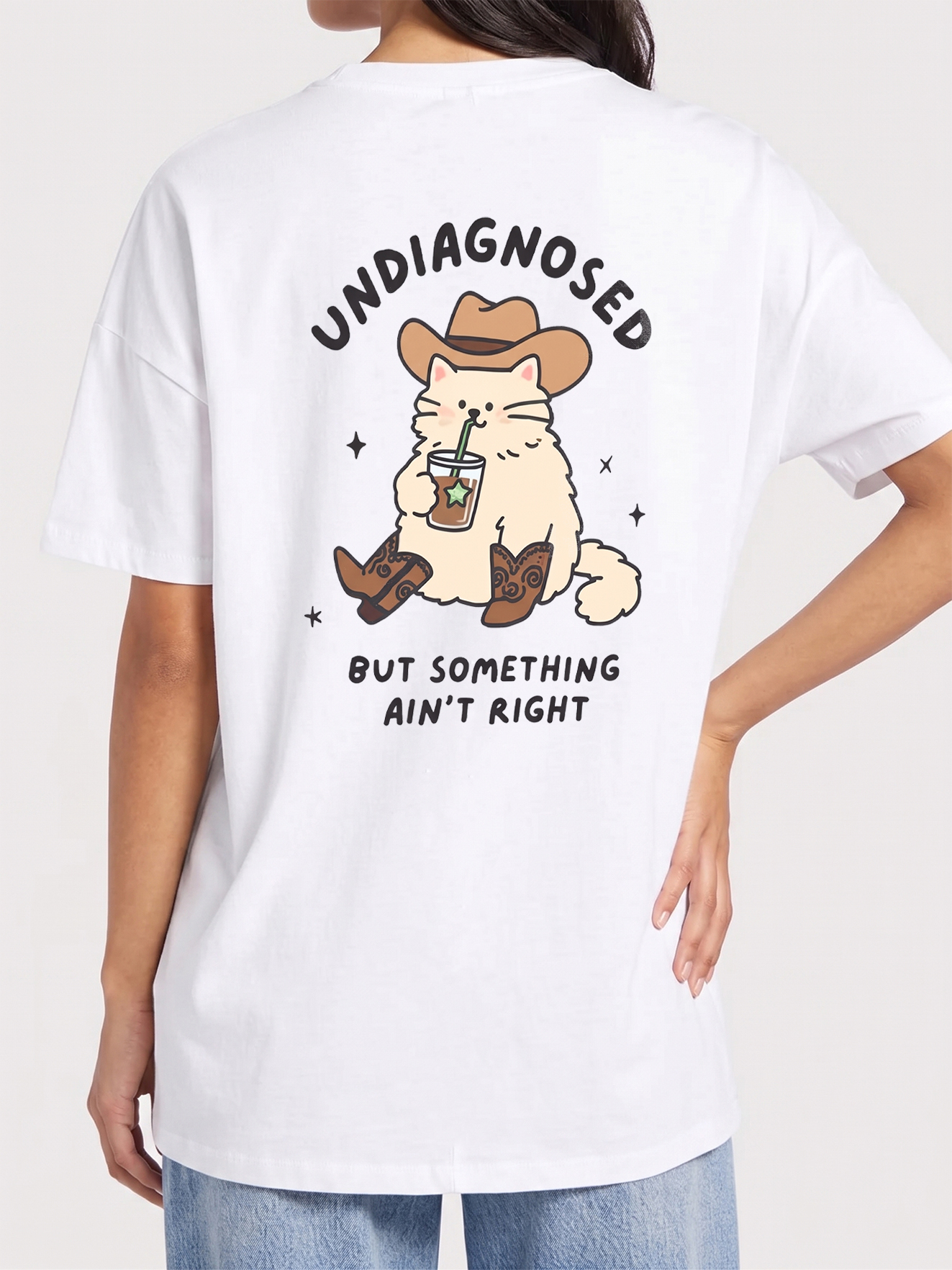 Undiagnosed But Something Ain't Right Funny Cat Cowboy T-Shirt