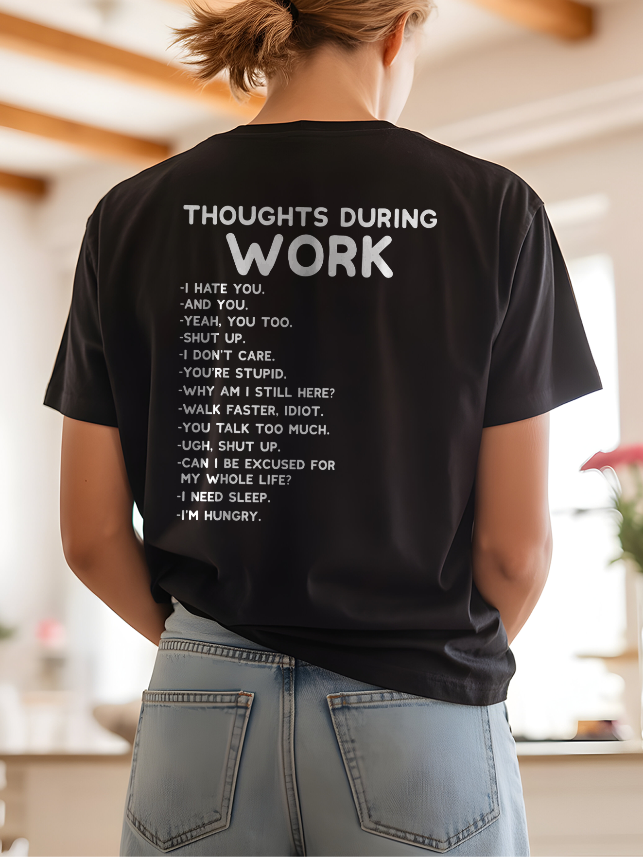 Thoughts During Work Sarcastic Office Humor T-Shirt Coworker Gift