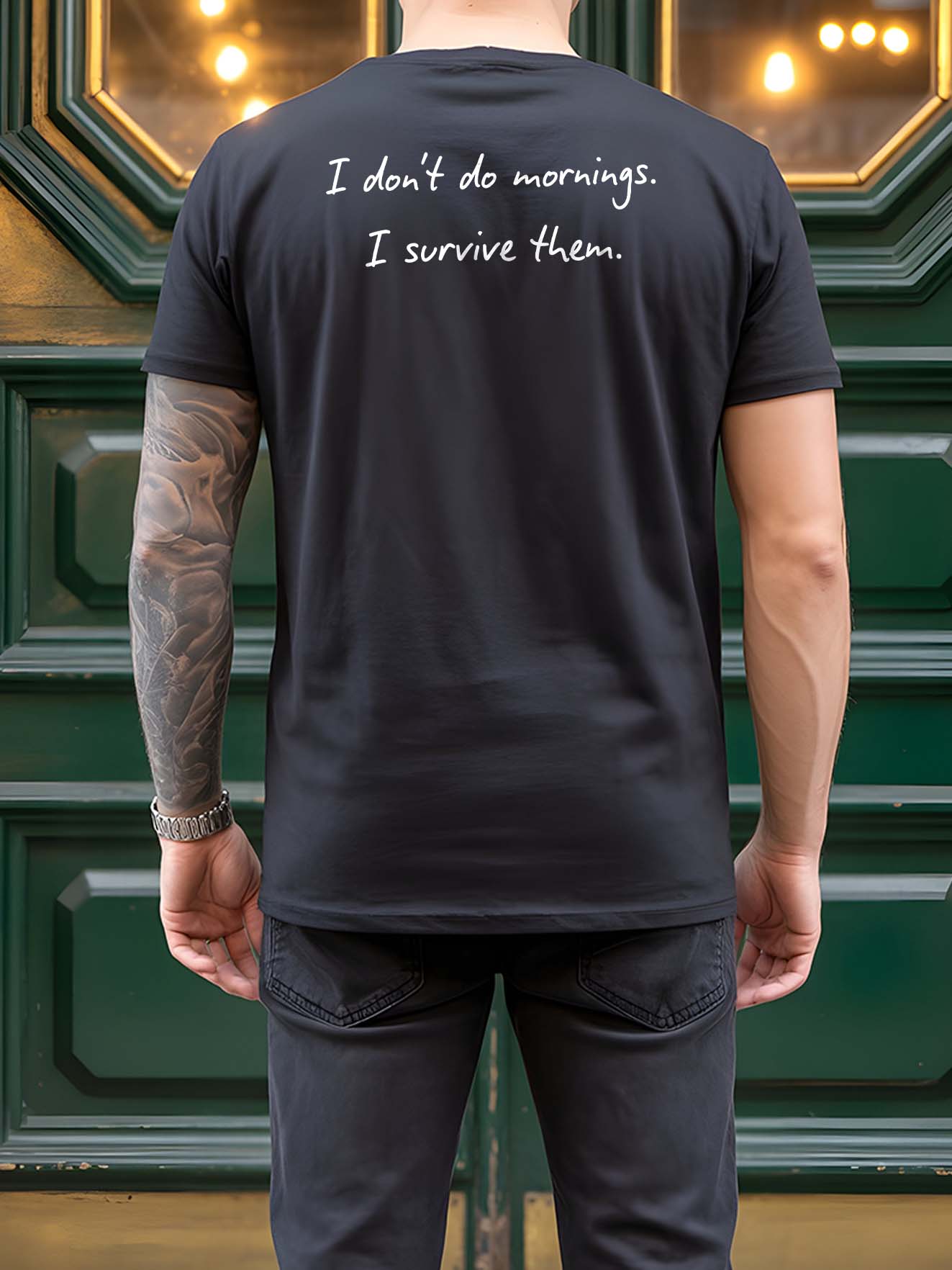 I Don't Do Mornings Funny T-Shirt - Relaxed Fit Humor Tee