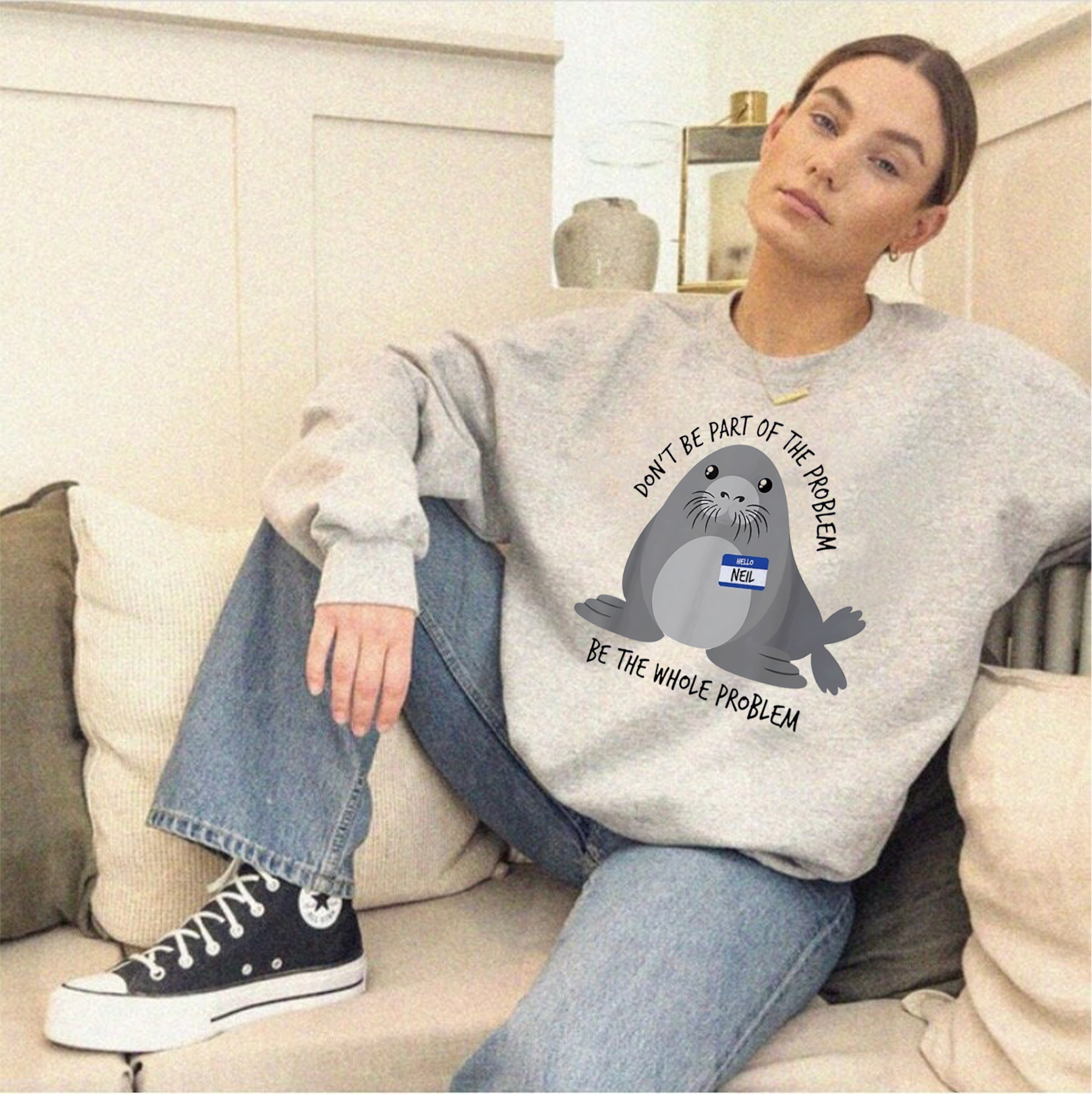 Neil The Seal Don’t Be Part Of The Problem Meme Graphic Tee Funny Shirt