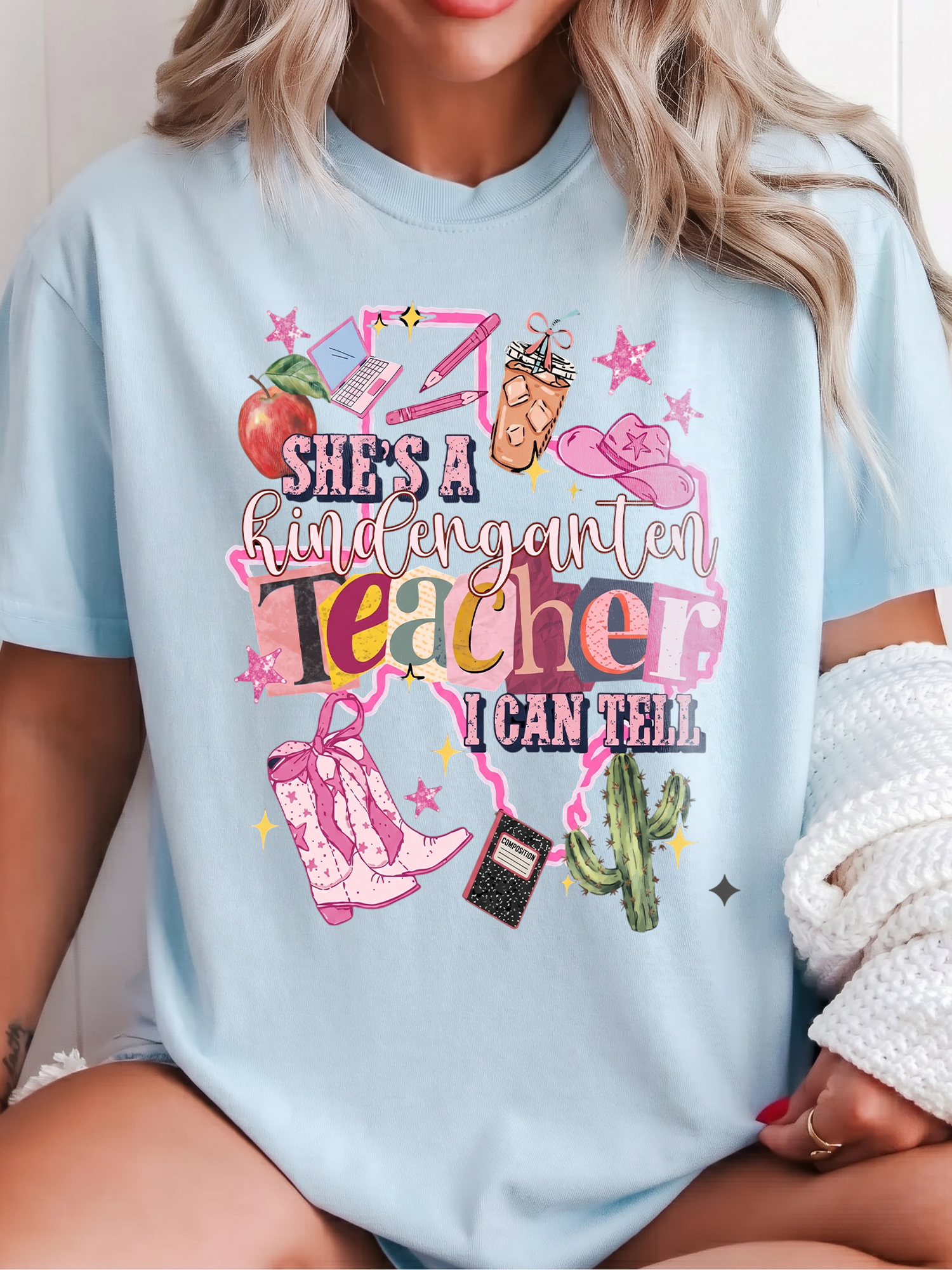 She's A Kindergarten Teacher I Can Tell Preppy Western Tee