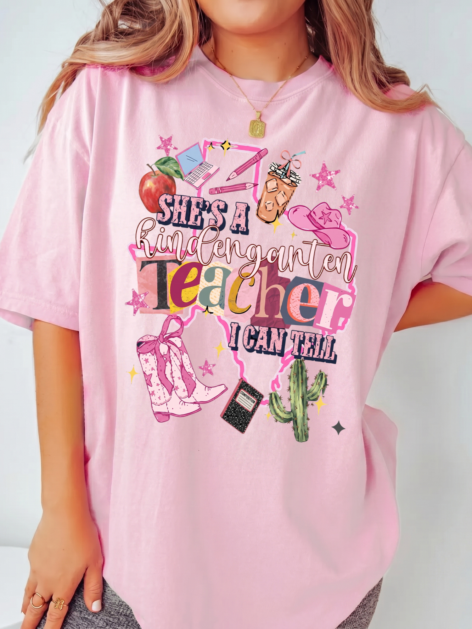 She's A Kindergarten Teacher I Can Tell Preppy Western Tee