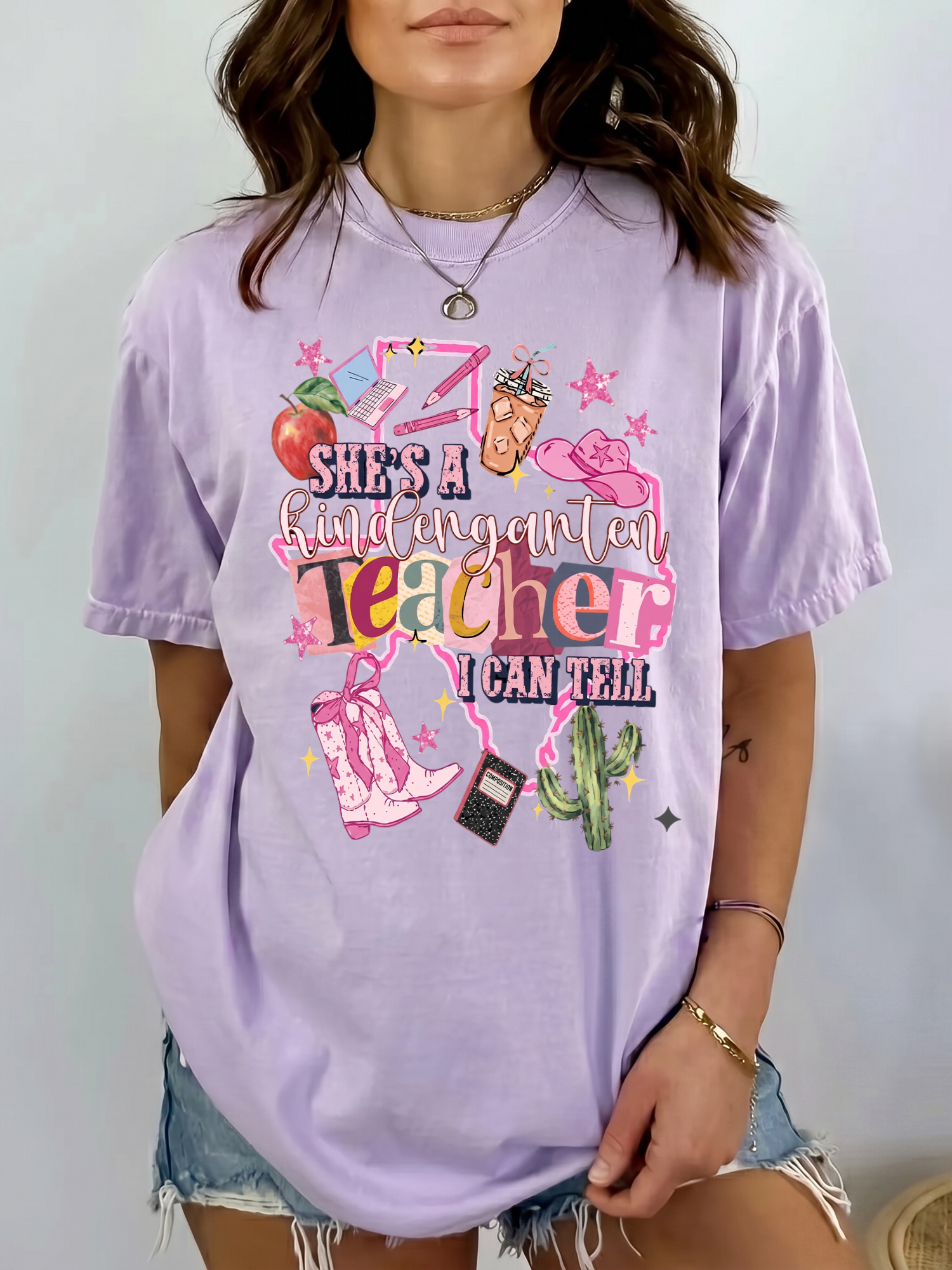 She's A Kindergarten Teacher I Can Tell Preppy Western Tee
