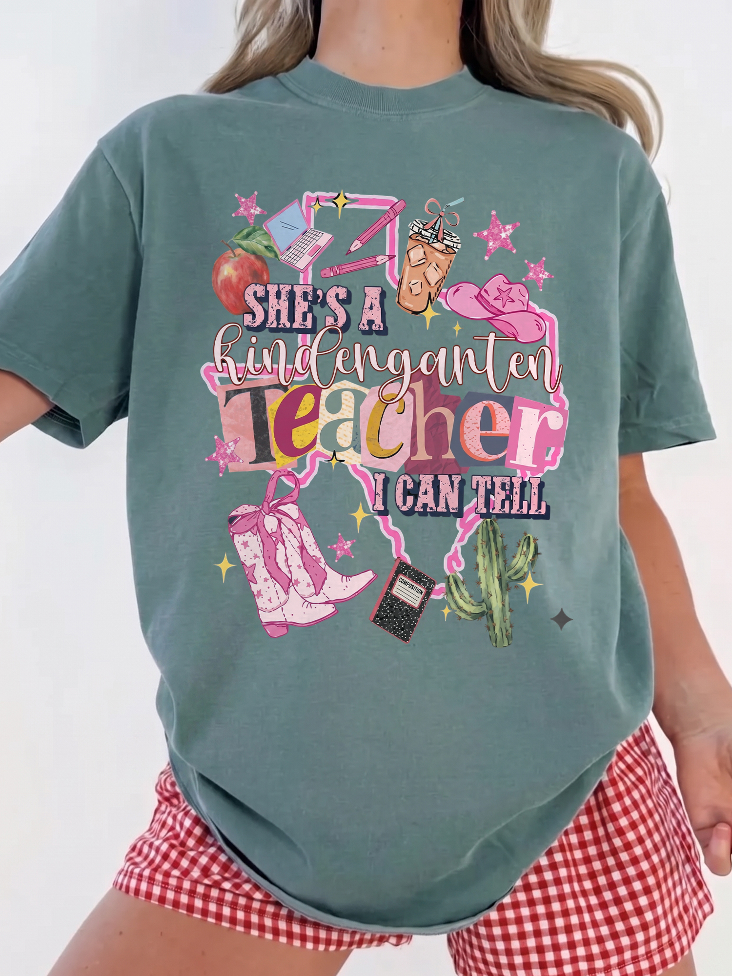She's A Kindergarten Teacher I Can Tell Preppy Western Tee