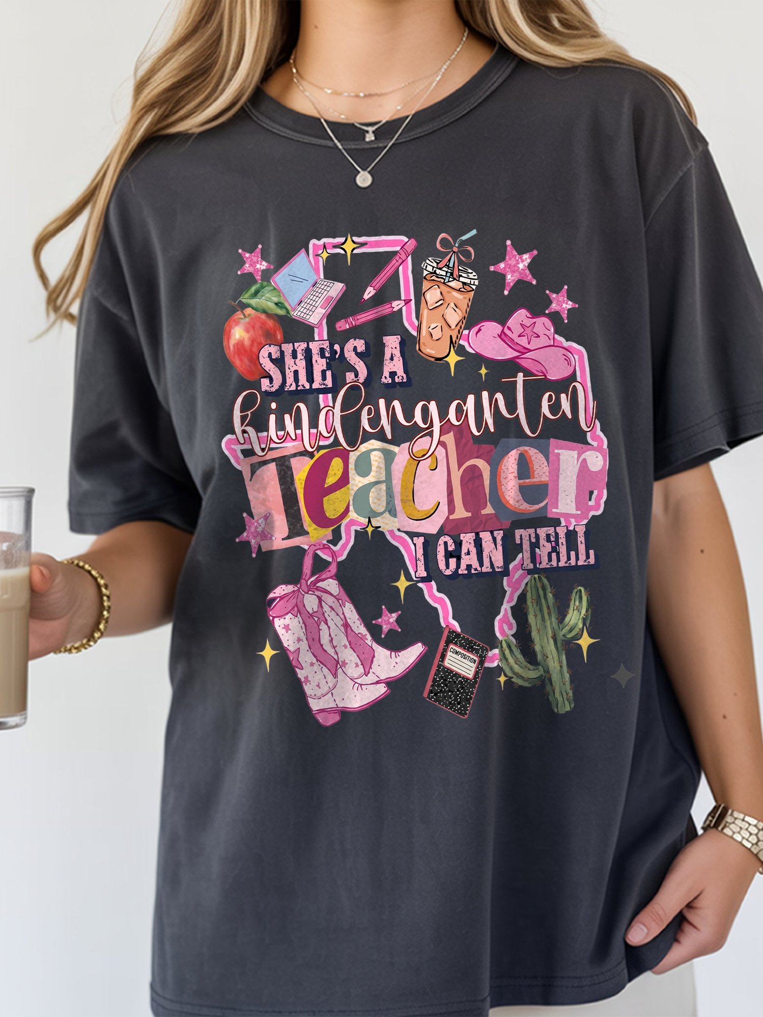 She's A Kindergarten Teacher I Can Tell Preppy Western Tee