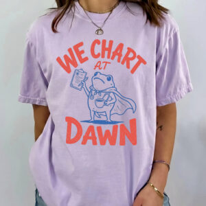 Funny Night Shift Nurse T-Shirt | We Chart At Dawn Frog Medical Tee