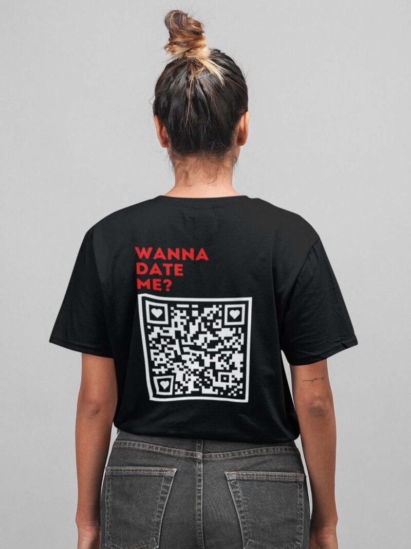 Funny QR Code Dating T-Shirt - Wanna Date Me Singles Wingman Tee