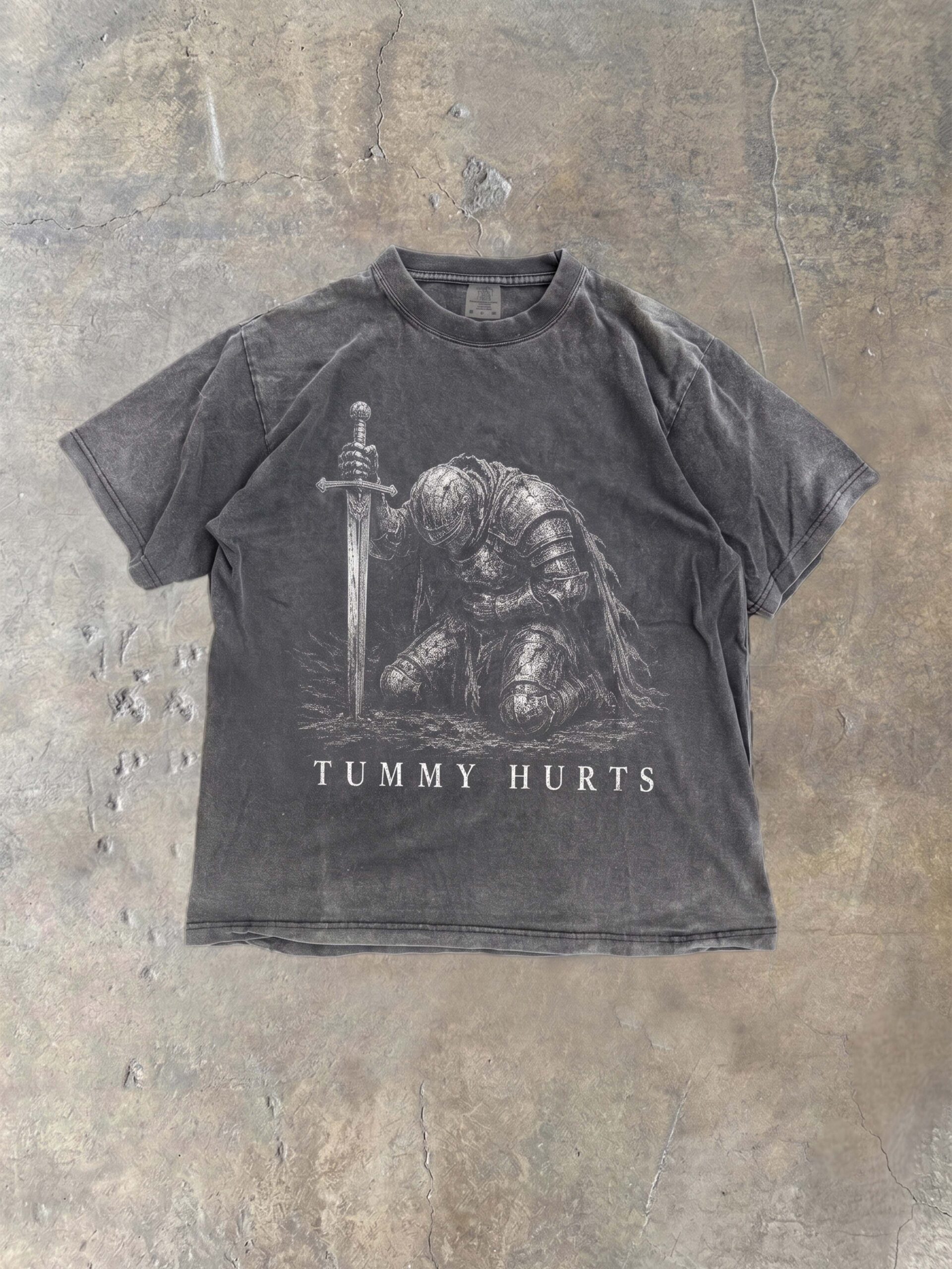Tummy Hurts Knight Meme Shirt - Vintage Graphic Tee