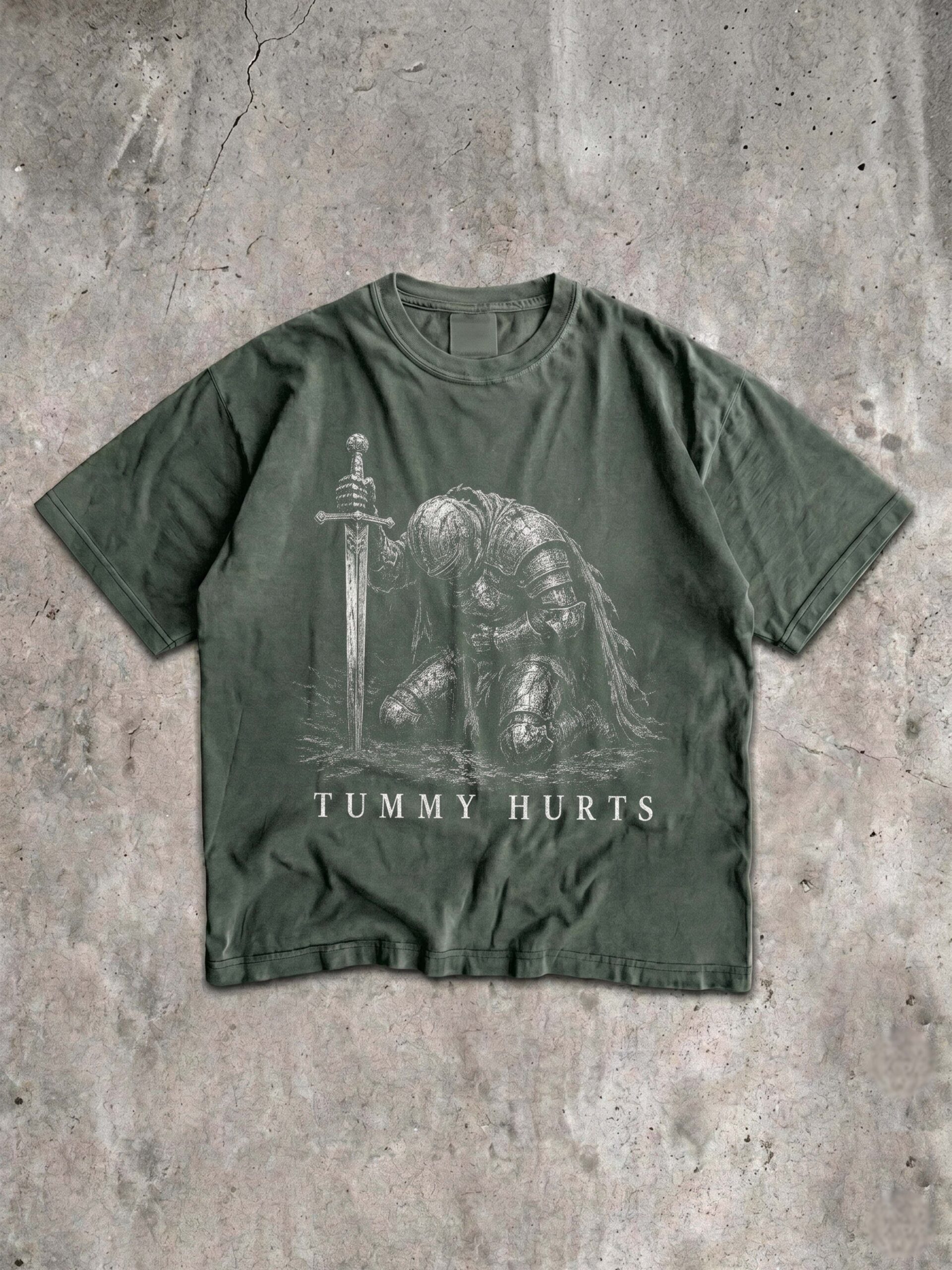 Tummy Hurts Knight Meme Shirt - Vintage Graphic Tee