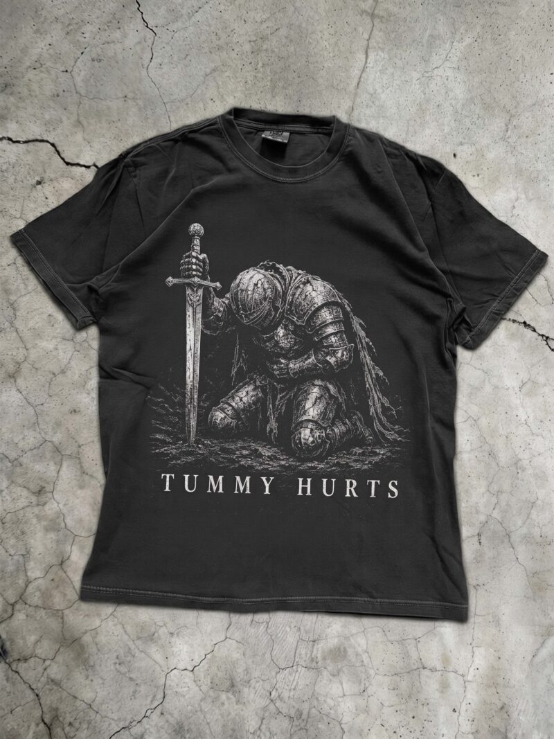 Tummy Hurts Knight Meme Shirt - Vintage Graphic Tee