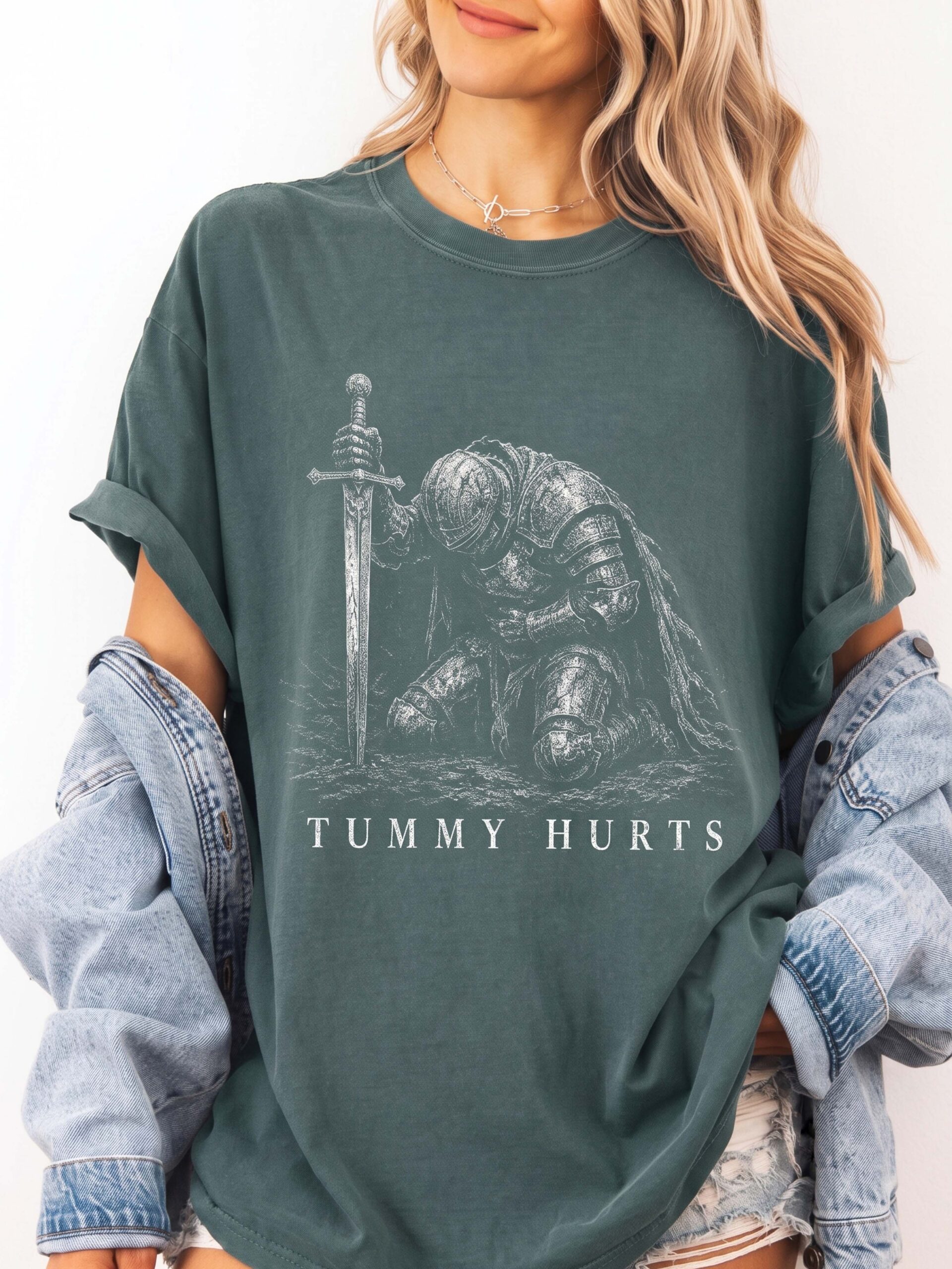 Tummy Hurts Knight Meme Shirt - Vintage Graphic Tee