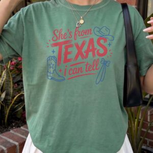 Retro She's From Texas I Can Tell T-Shirt Western Cowgirl Tee