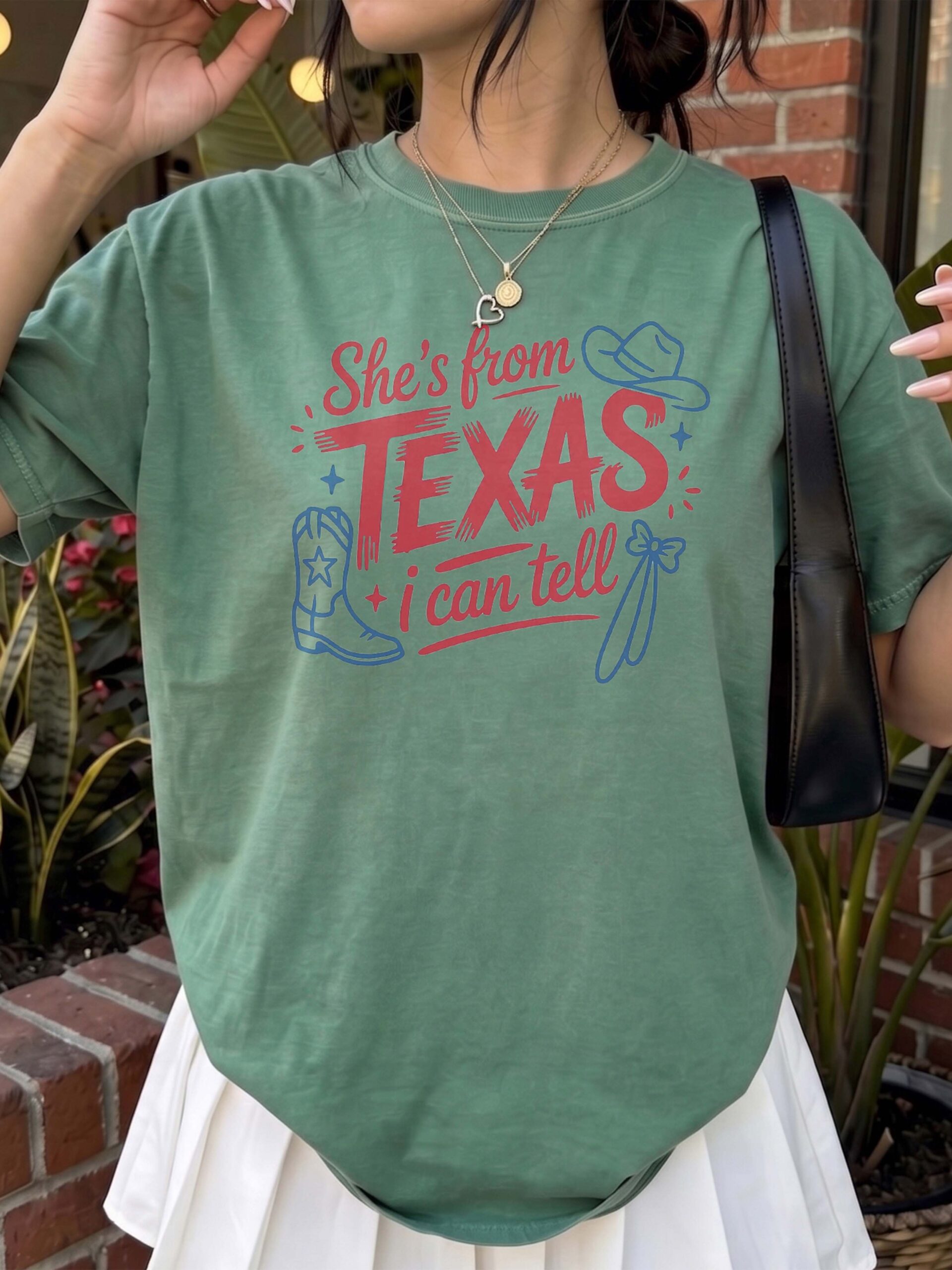 Retro She's From Texas I Can Tell T-Shirt Western Cowgirl Tee
