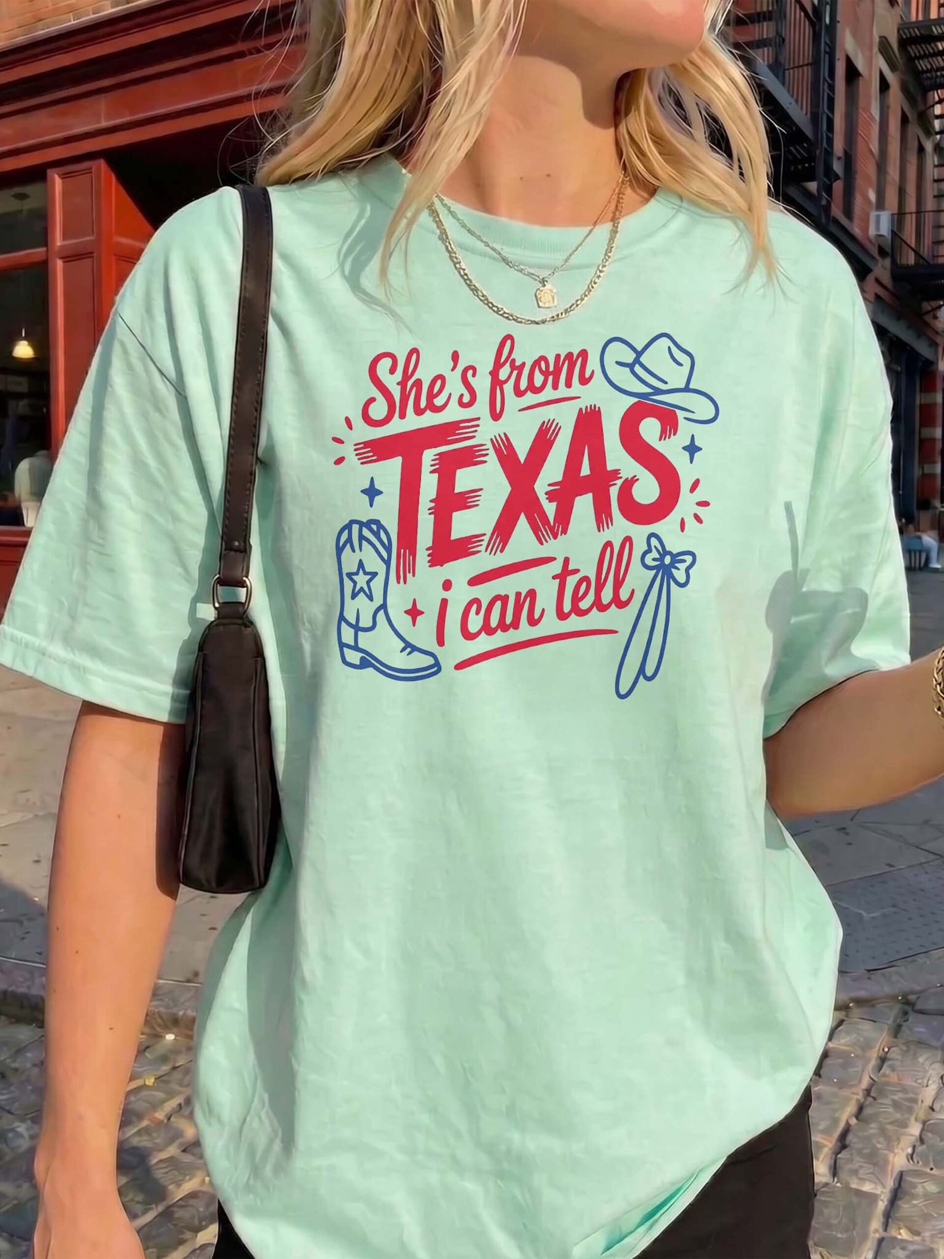 Retro She's From Texas I Can Tell T-Shirt Western Cowgirl Tee