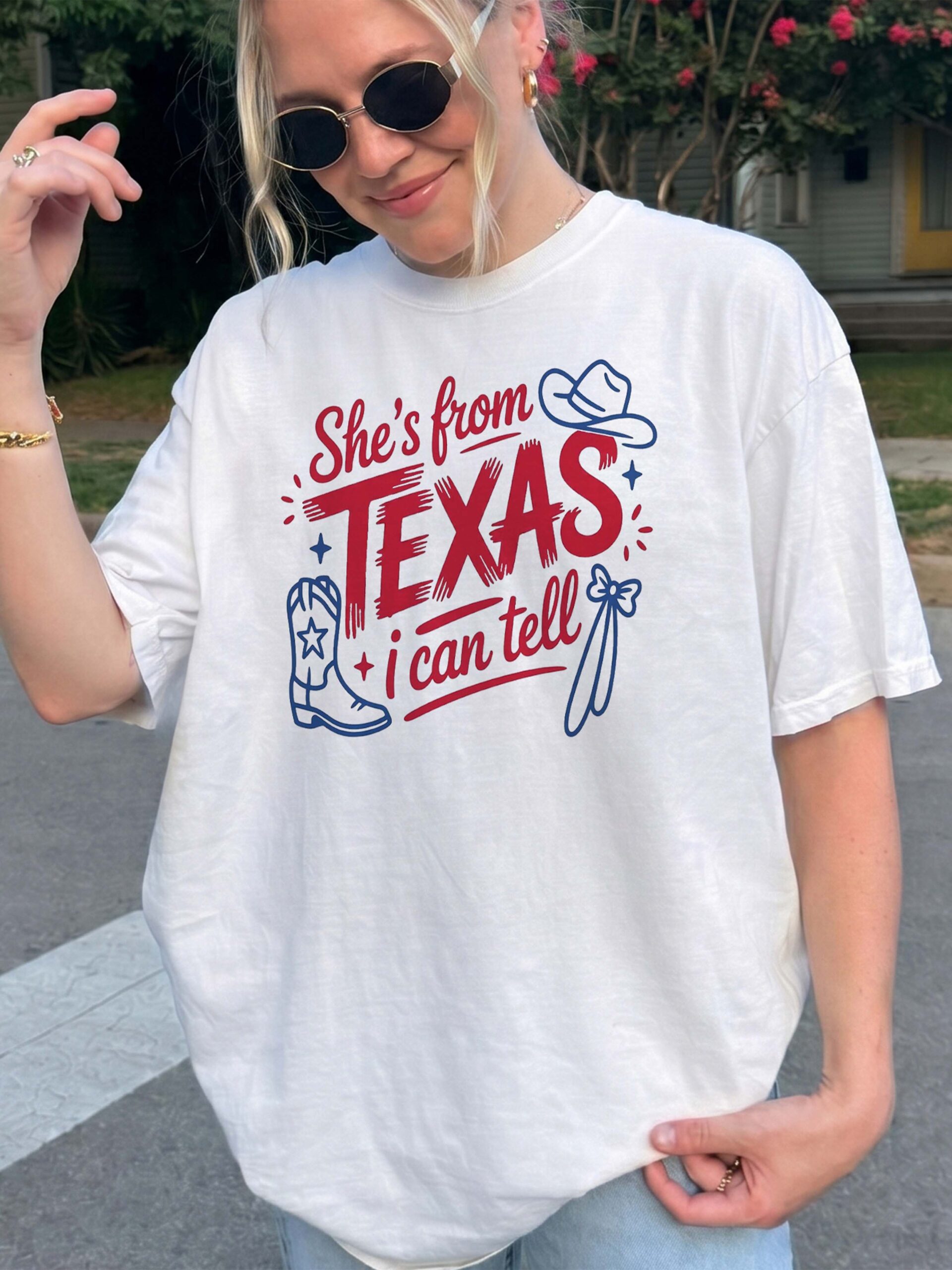 Retro She's From Texas I Can Tell T-Shirt Western Cowgirl Tee