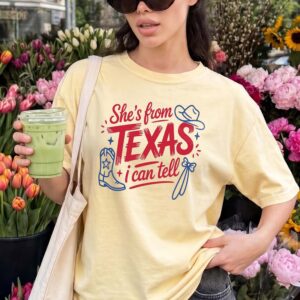 Retro She's From Texas I Can Tell T-Shirt Western Cowgirl Tee