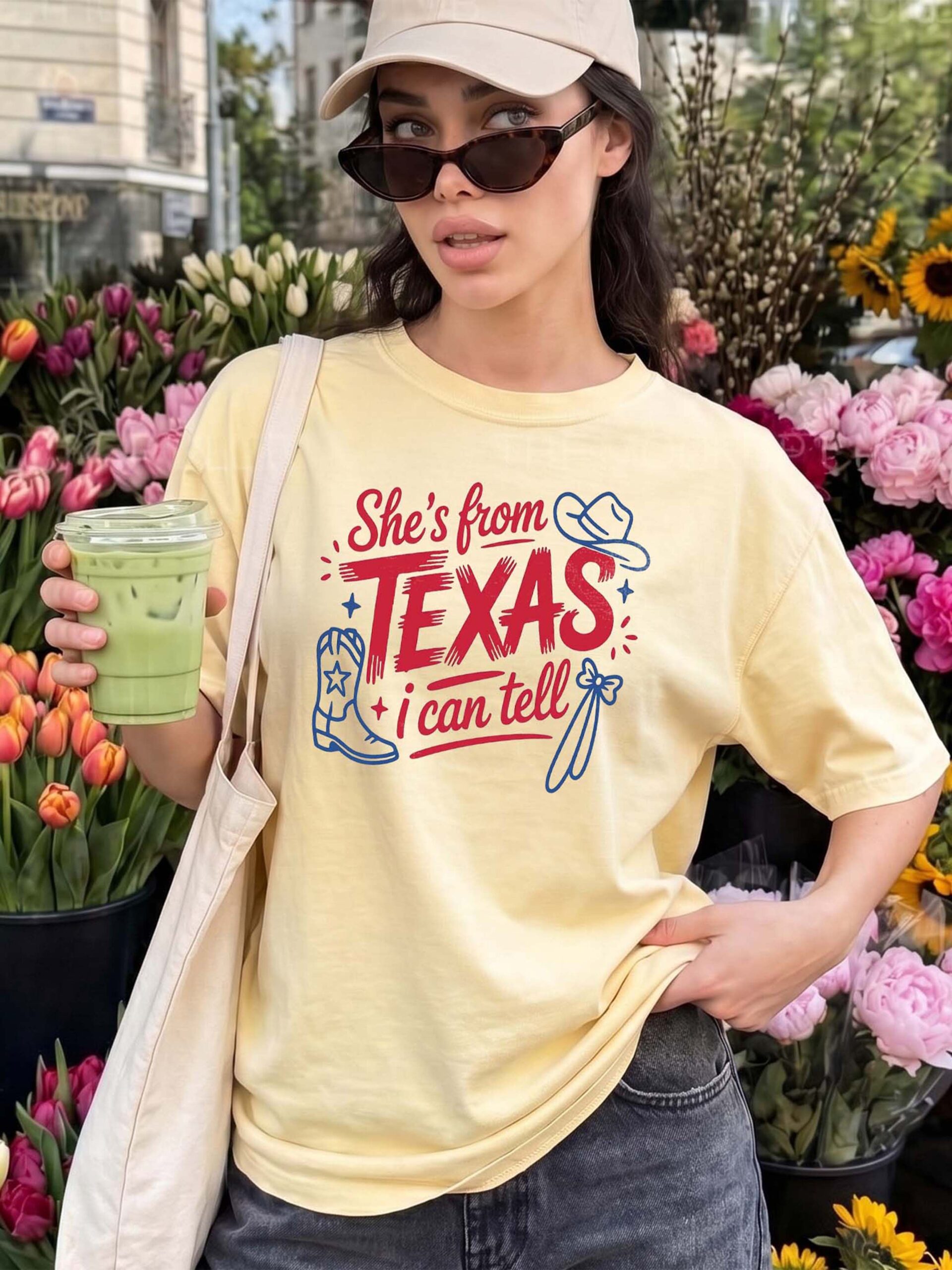 Retro She's From Texas I Can Tell T-Shirt Western Cowgirl Tee