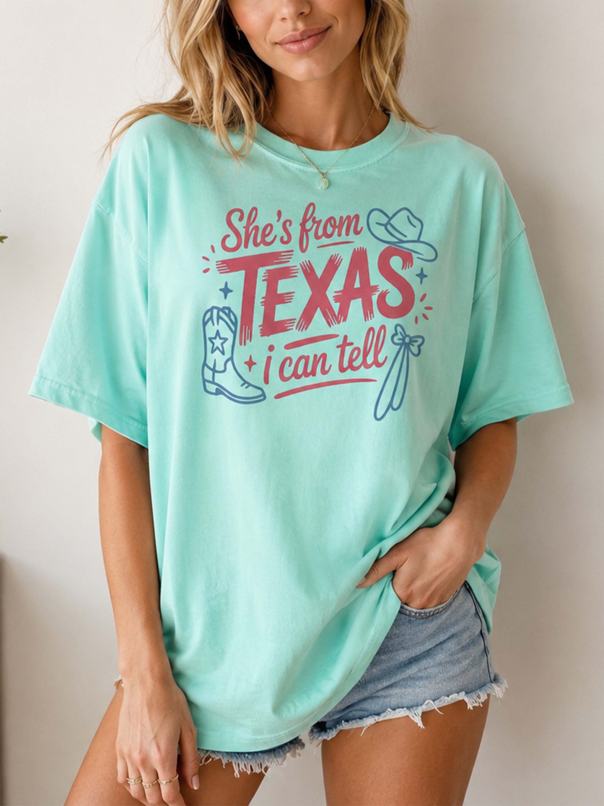 Retro She's From Texas I Can Tell T-Shirt Western Cowgirl Tee