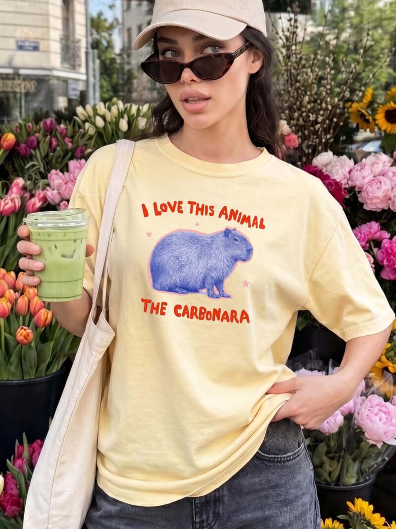 I Love This Animal The Carbonara Shirt - Funny Capybara Meme Tee