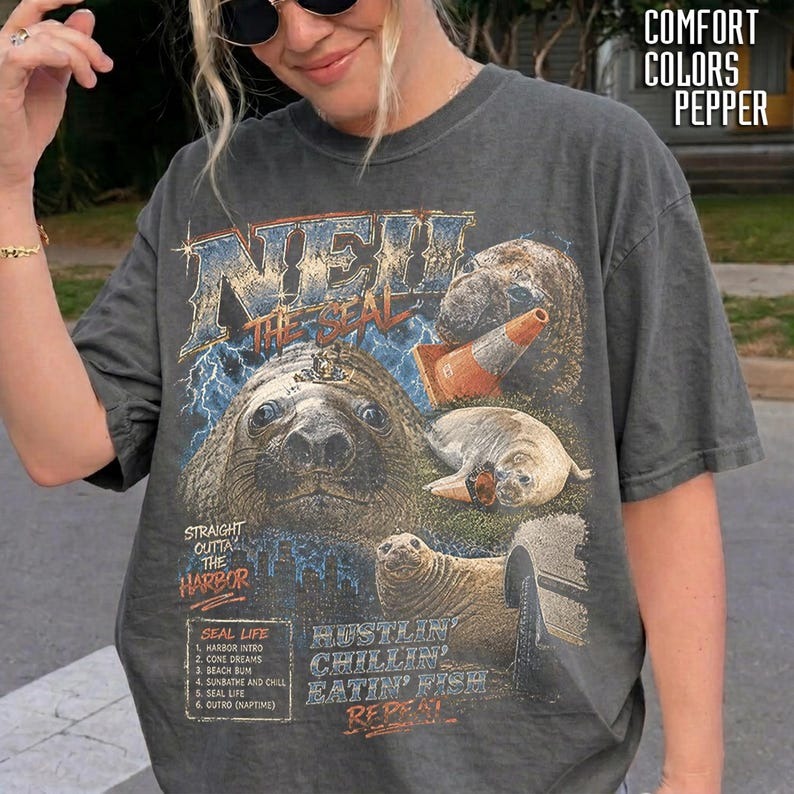 Vintage Elephant Seal Bootleg Shirt Funny Animal Graphic Tee Unisex