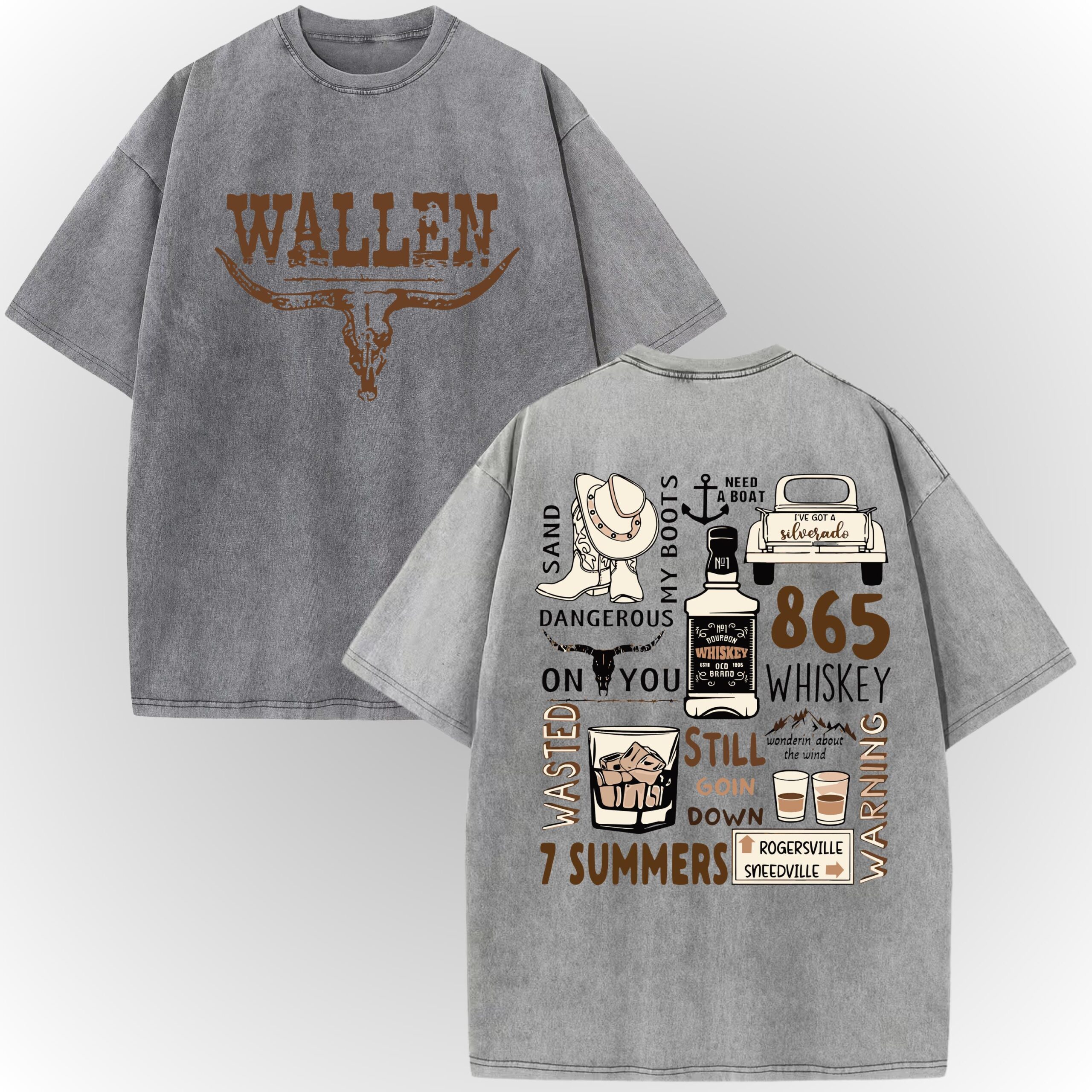 Morgan Wallen Vintage Whiskey Front & Back Graphic T-Shirt