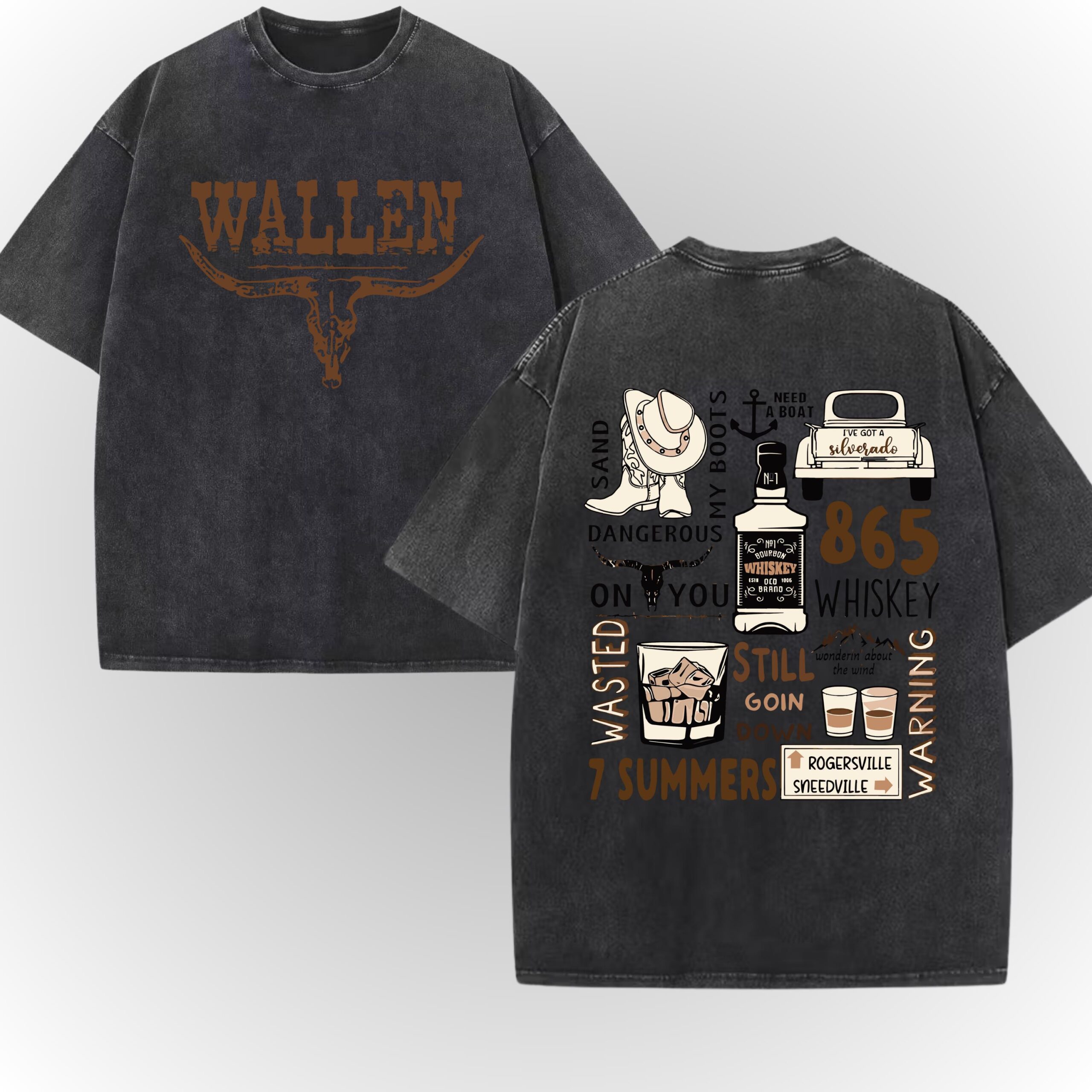 Morgan Wallen Vintage Whiskey Front & Back Graphic T-Shirt