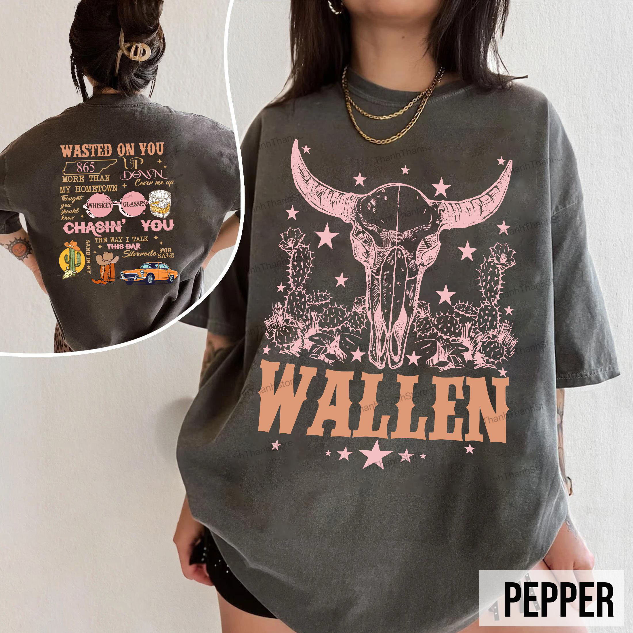 Morgan Wallen Western Skull Graphic Tee | Front & Back Fan Merch