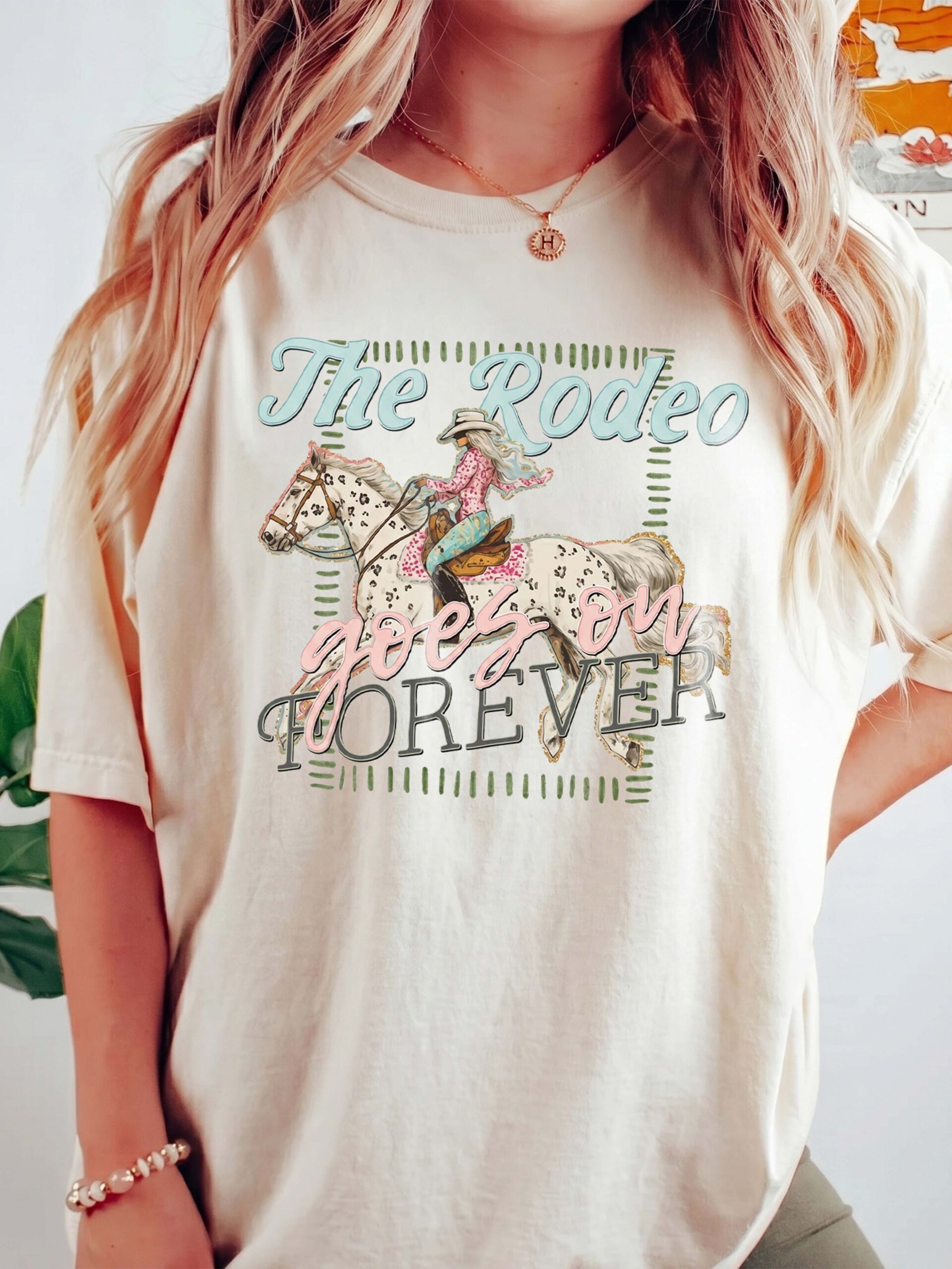 The Rodeo Goes On Forever Vintage Cowgirl Graphic Tee