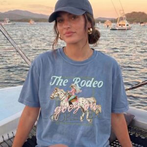 The Rodeo Goes On Forever Vintage Cowgirl Graphic Tee