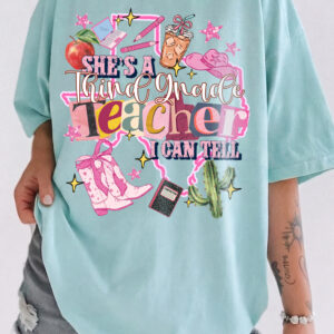 "She's A Third Grade Teacher" Shirt Cute Western Back to School Tee