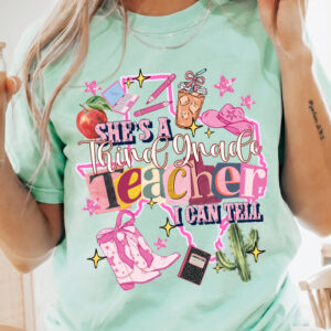 "She's A Third Grade Teacher" Shirt Cute Western Back to School Tee