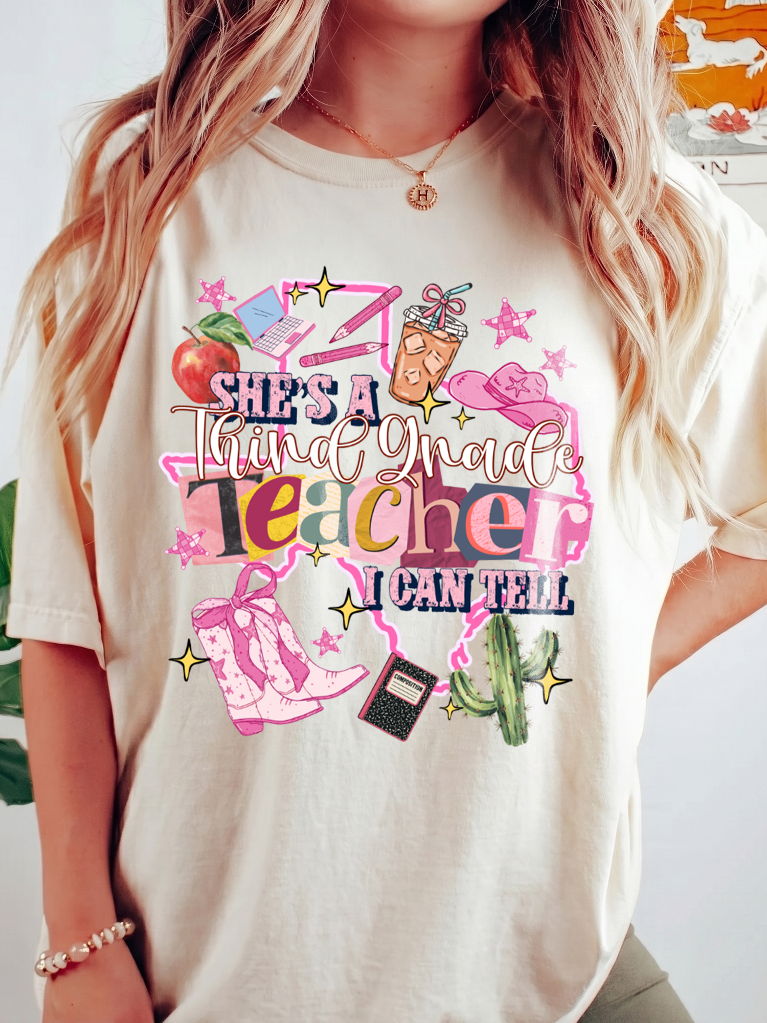 "She's A Third Grade Teacher" Shirt Cute Western Back to School Tee