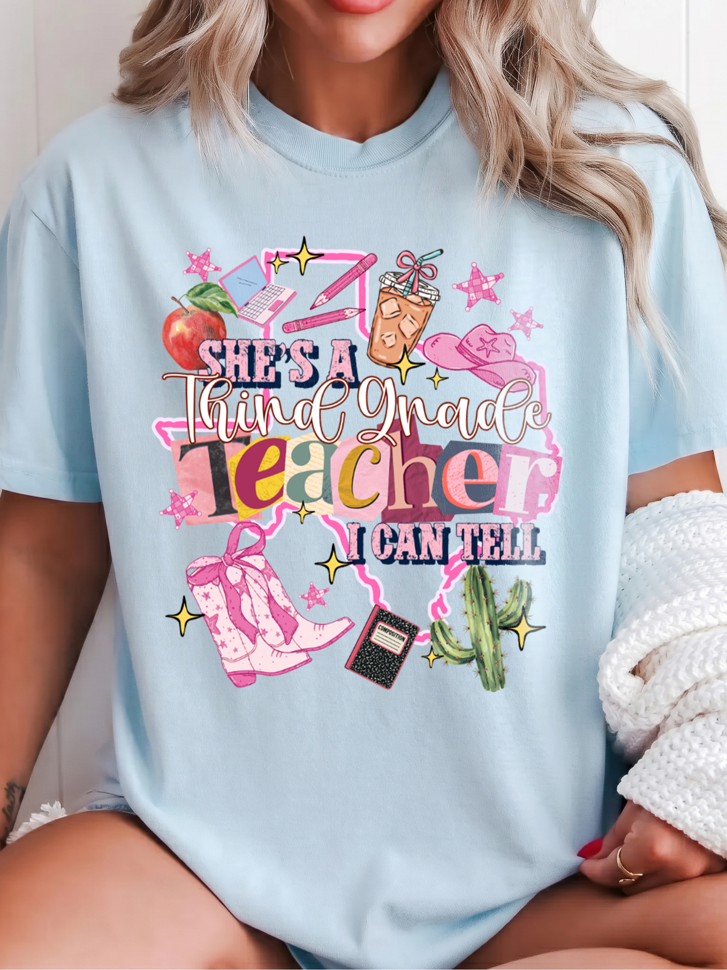 "She's A Third Grade Teacher" Shirt Cute Western Back to School Tee
