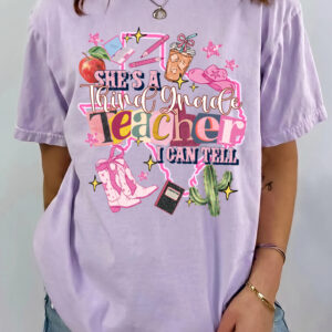 "She's A Third Grade Teacher" Shirt Cute Western Back to School Tee