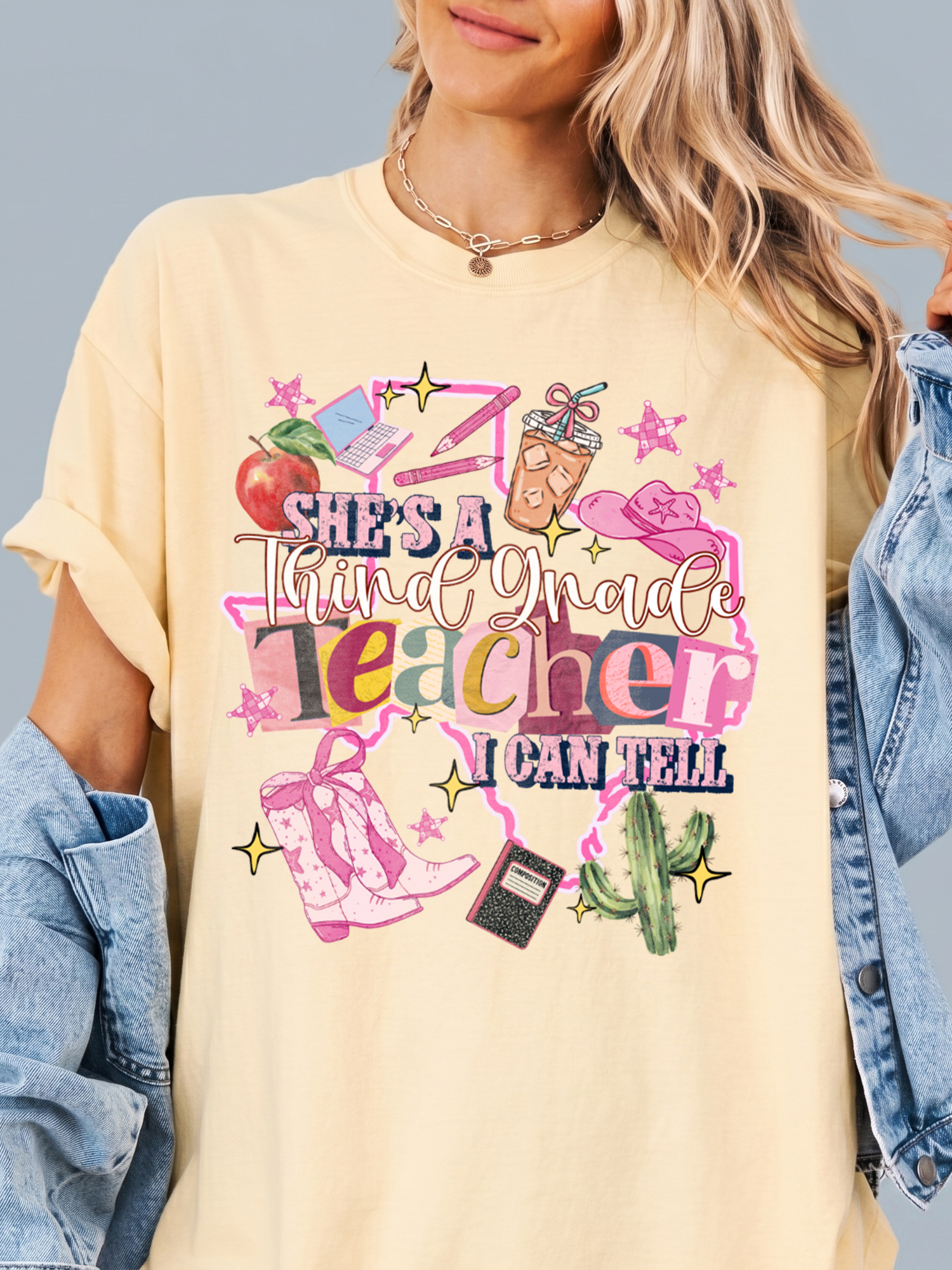 "She's A Third Grade Teacher" Shirt Cute Western Back to School Tee