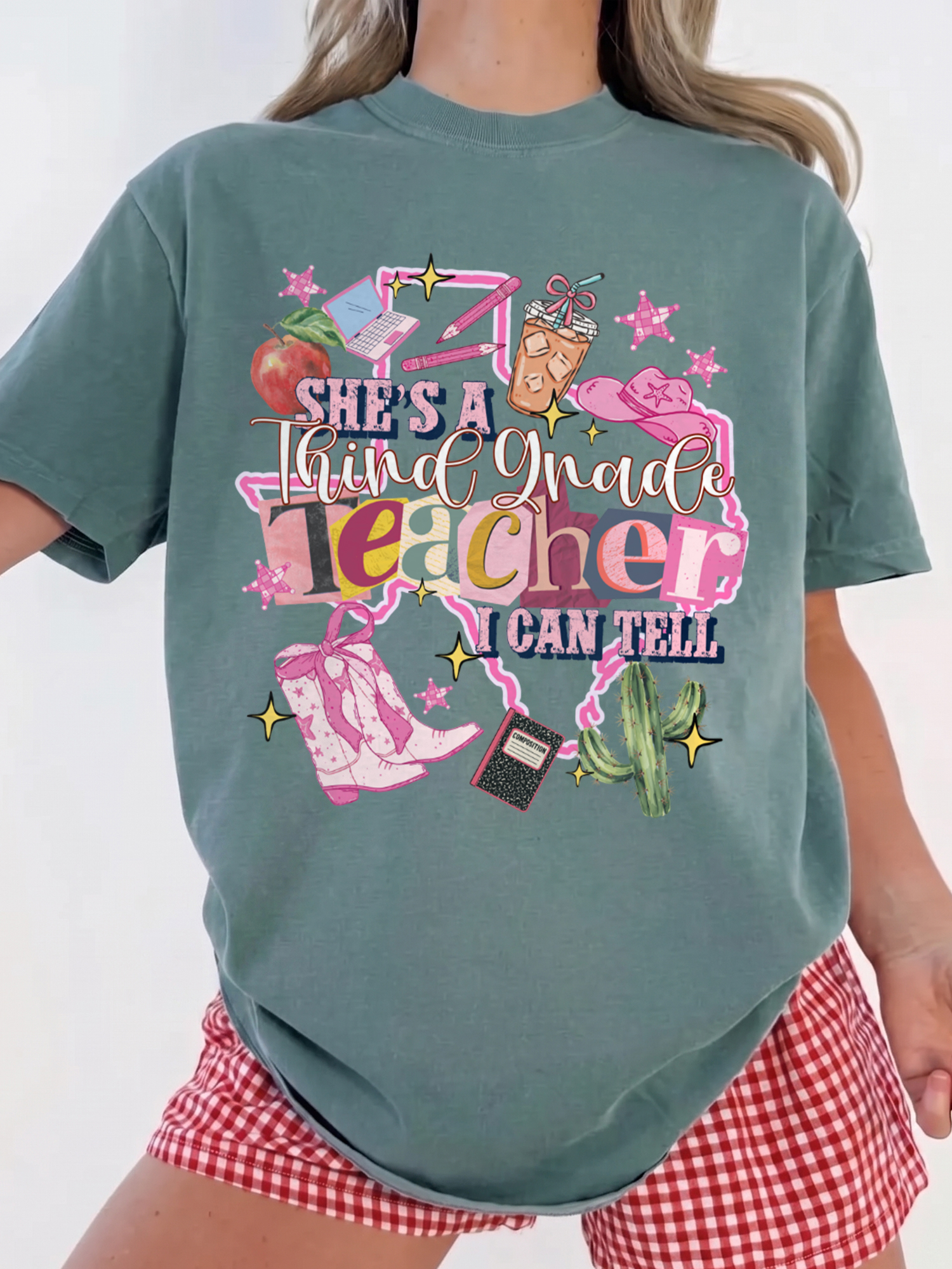 "She's A Third Grade Teacher" Shirt Cute Western Back to School Tee