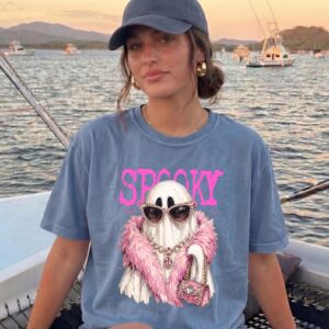 Spooky Girly Ghost Pink Halloween Oversized Graphic Tee