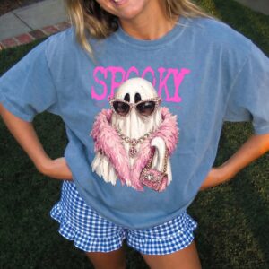 Spooky Girly Ghost Pink Halloween Oversized Graphic Tee