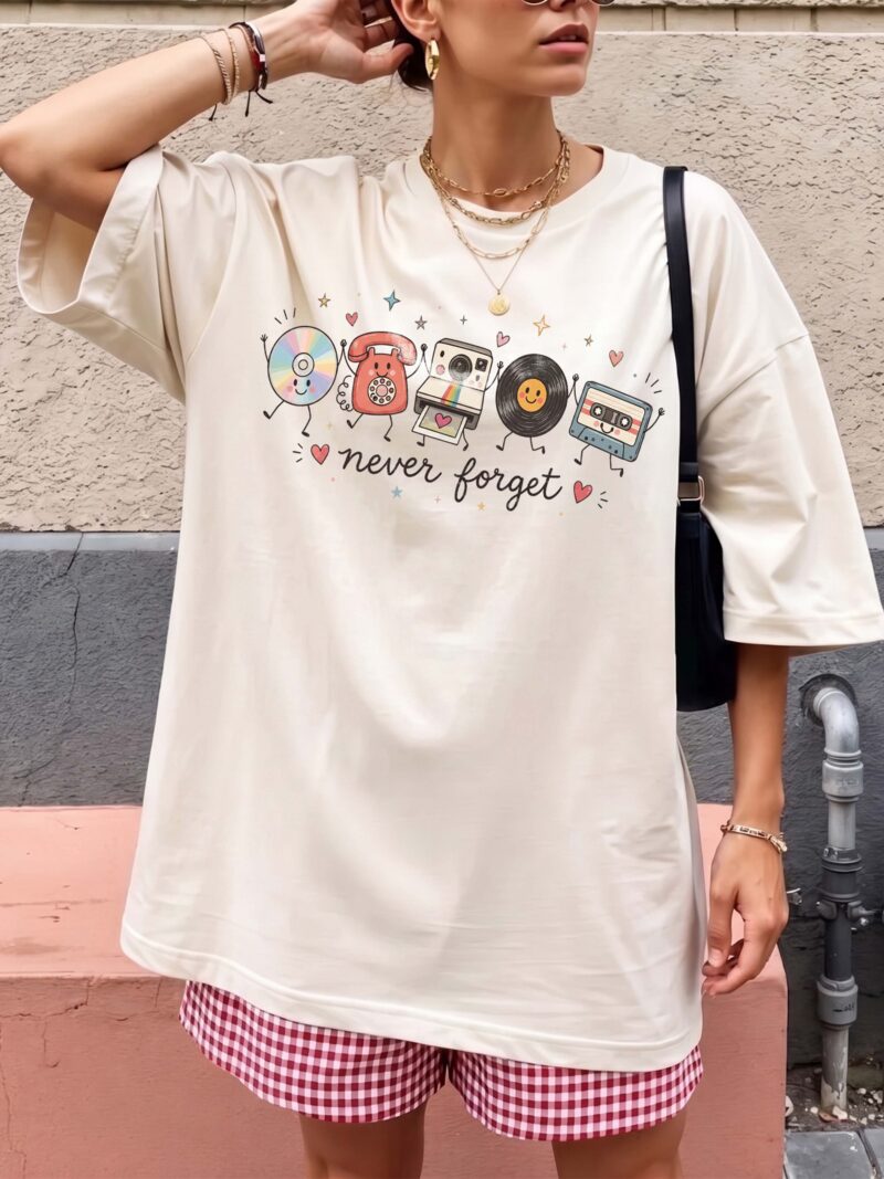 Never Forget Retro Tech Graphic Tee - 90s Nostalgia