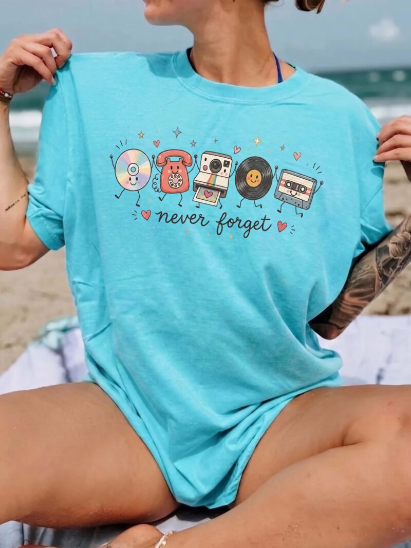 Never Forget Retro Tech Graphic Tee - 90s Nostalgia
