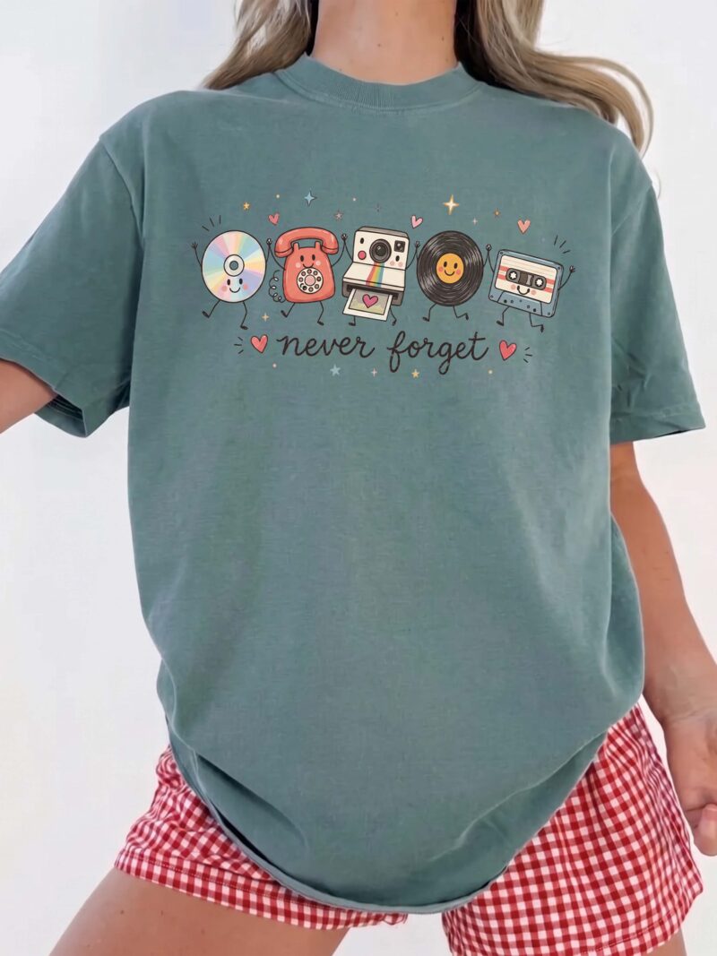 Never Forget Retro Tech Graphic Tee - 90s Nostalgia