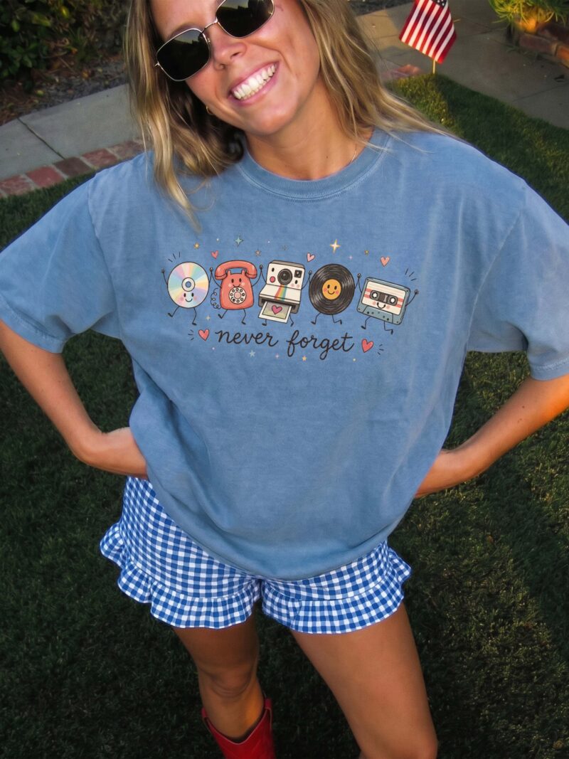 Never Forget Retro Tech Graphic Tee - 90s Nostalgia