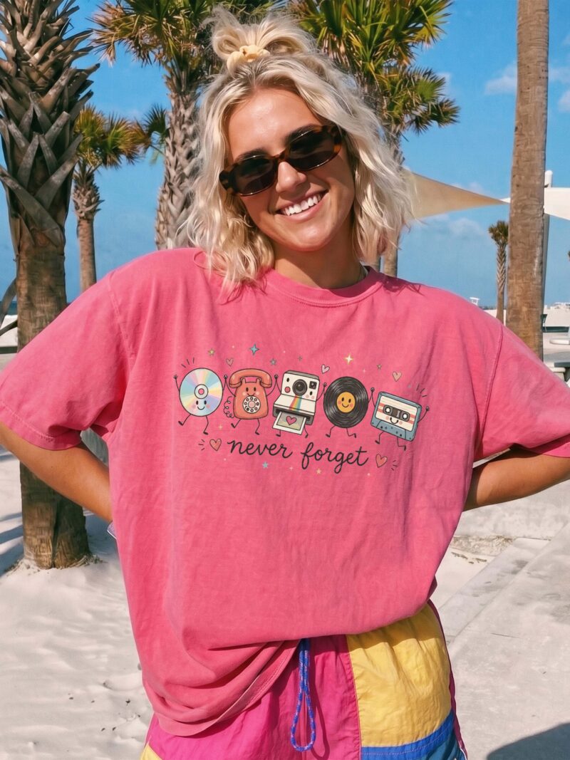 Never Forget Retro Tech Graphic Tee - 90s Nostalgia